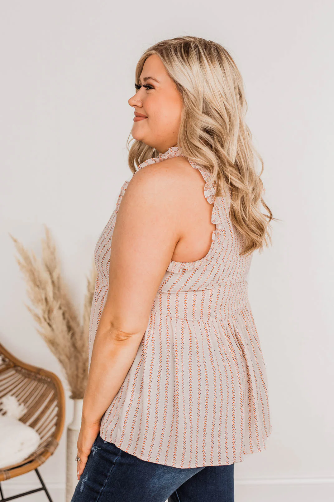 Dashing Details Sleeveless Blouse- Taupe - Image 7
