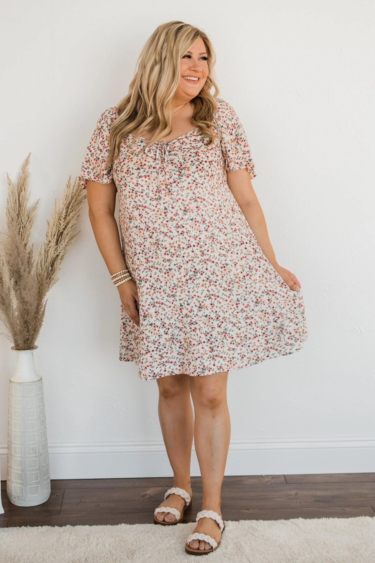 Dashing Through The Daisies Floral Dress- Ivory - Image 4