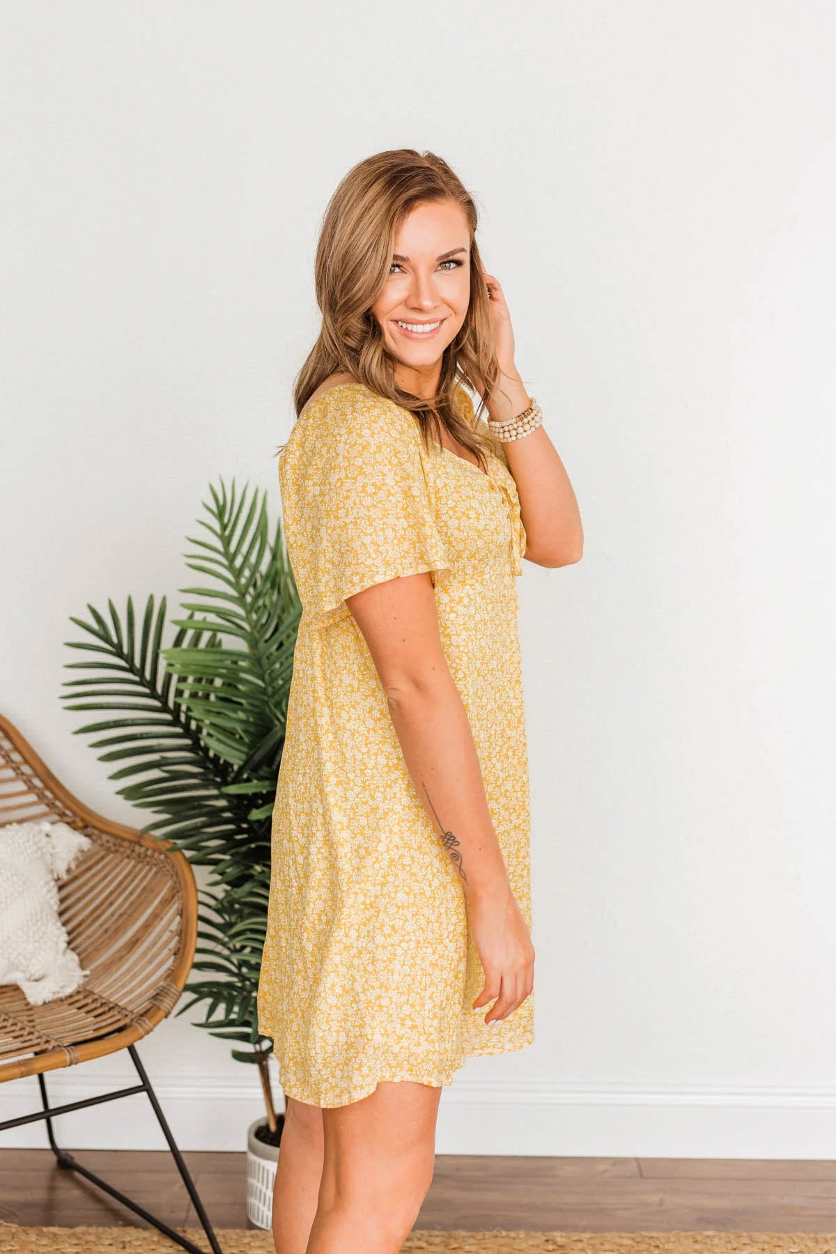 Dashing Through The Daisies Floral Dress- Yellow - Image 11