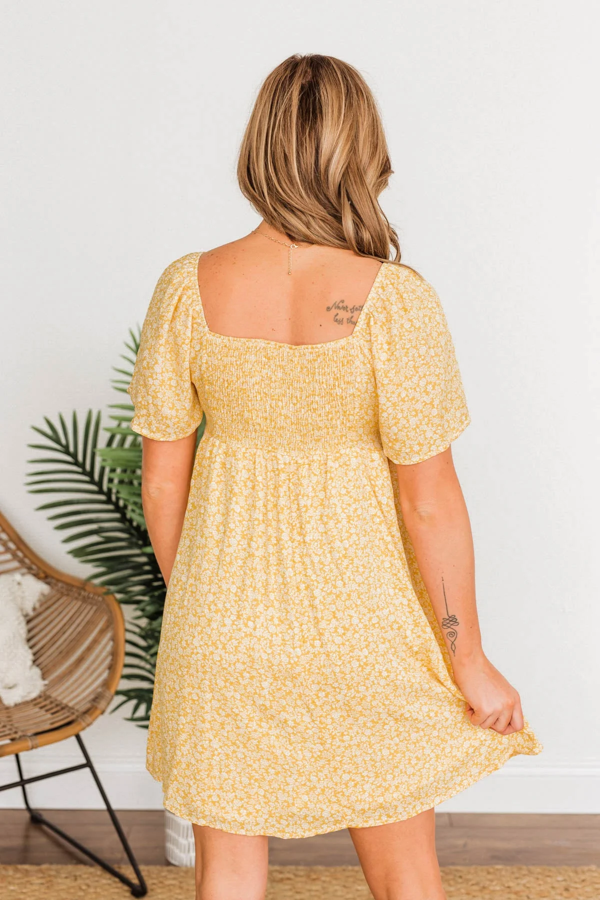 Dashing Through The Daisies Floral Dress- Yellow - Image 13