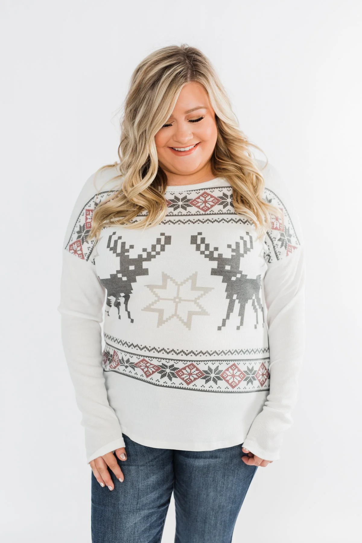 Dashing Through The Snow Thermal Top- Ivory - Image 9