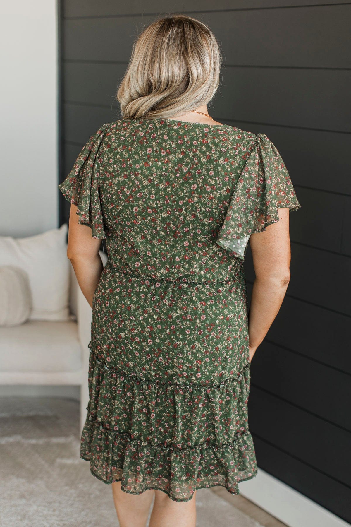 Date With Destiny Floral Dress- Dark Olive - Image 8