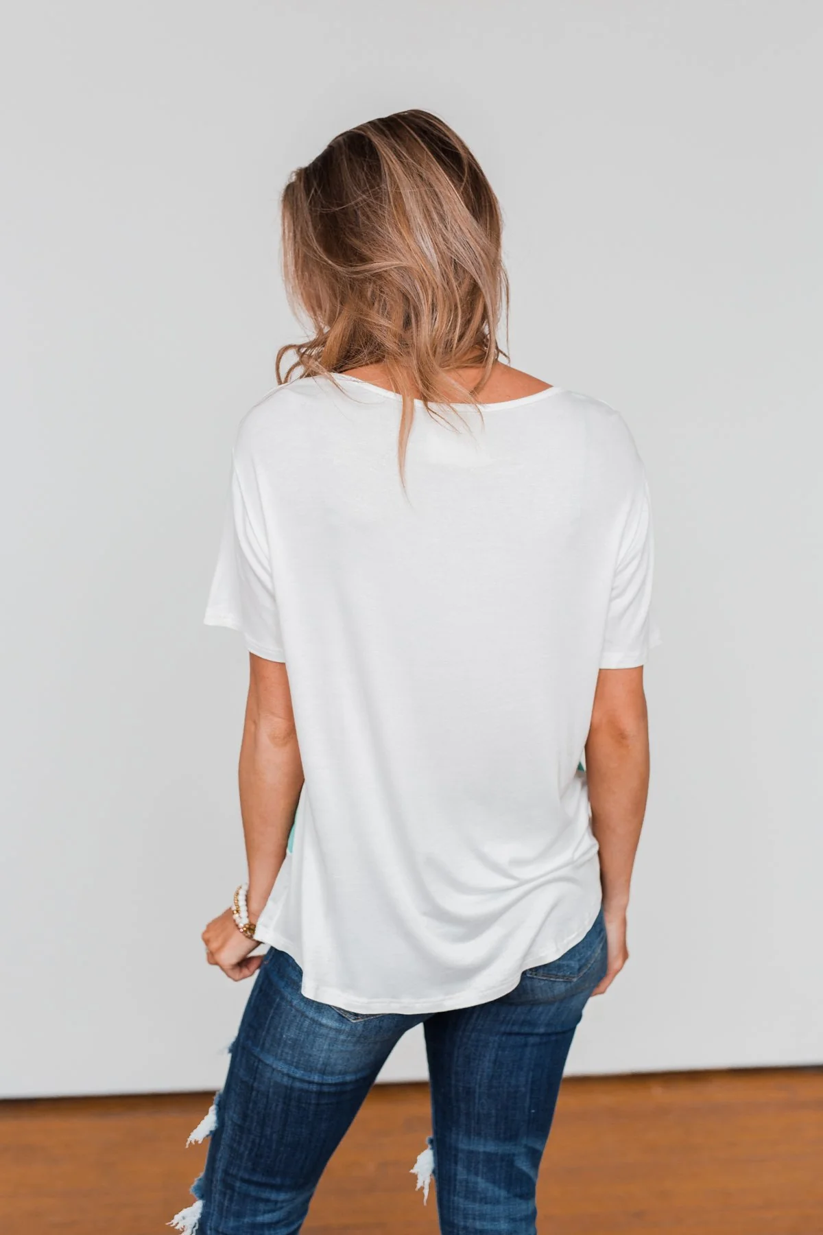 Day By Day Color Block Top- Coral, Yellow, & Blue - Image 10