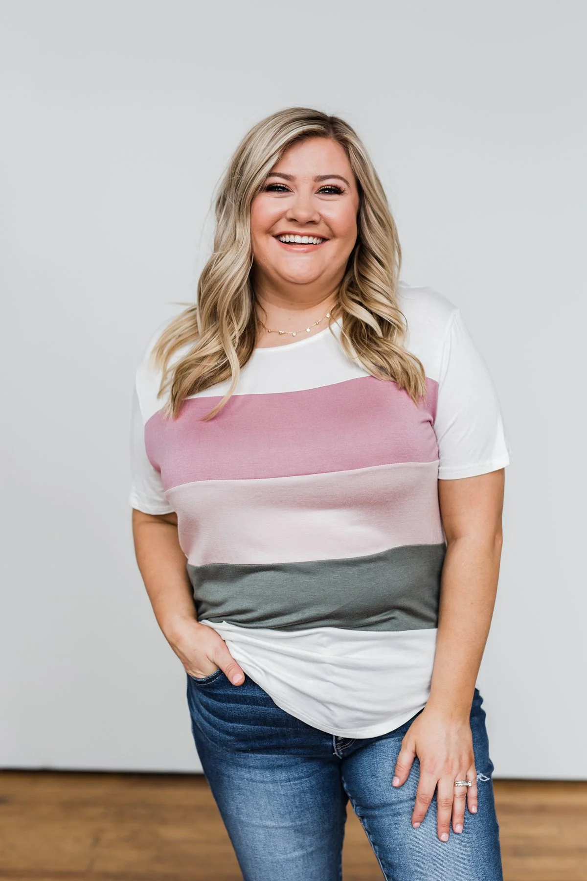Day By Day Color Block Top- Mauve & Olive - Image 4