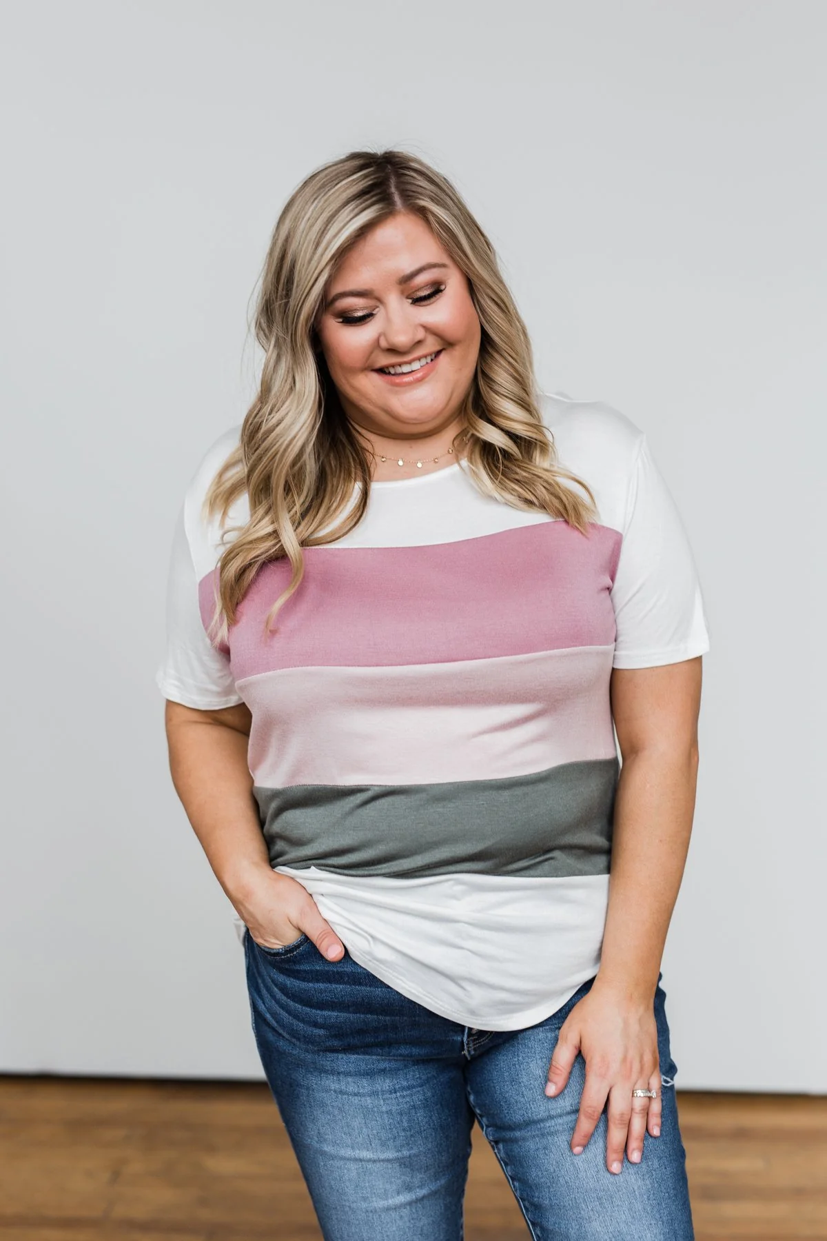 Day By Day Color Block Top- Mauve & Olive - Image 7
