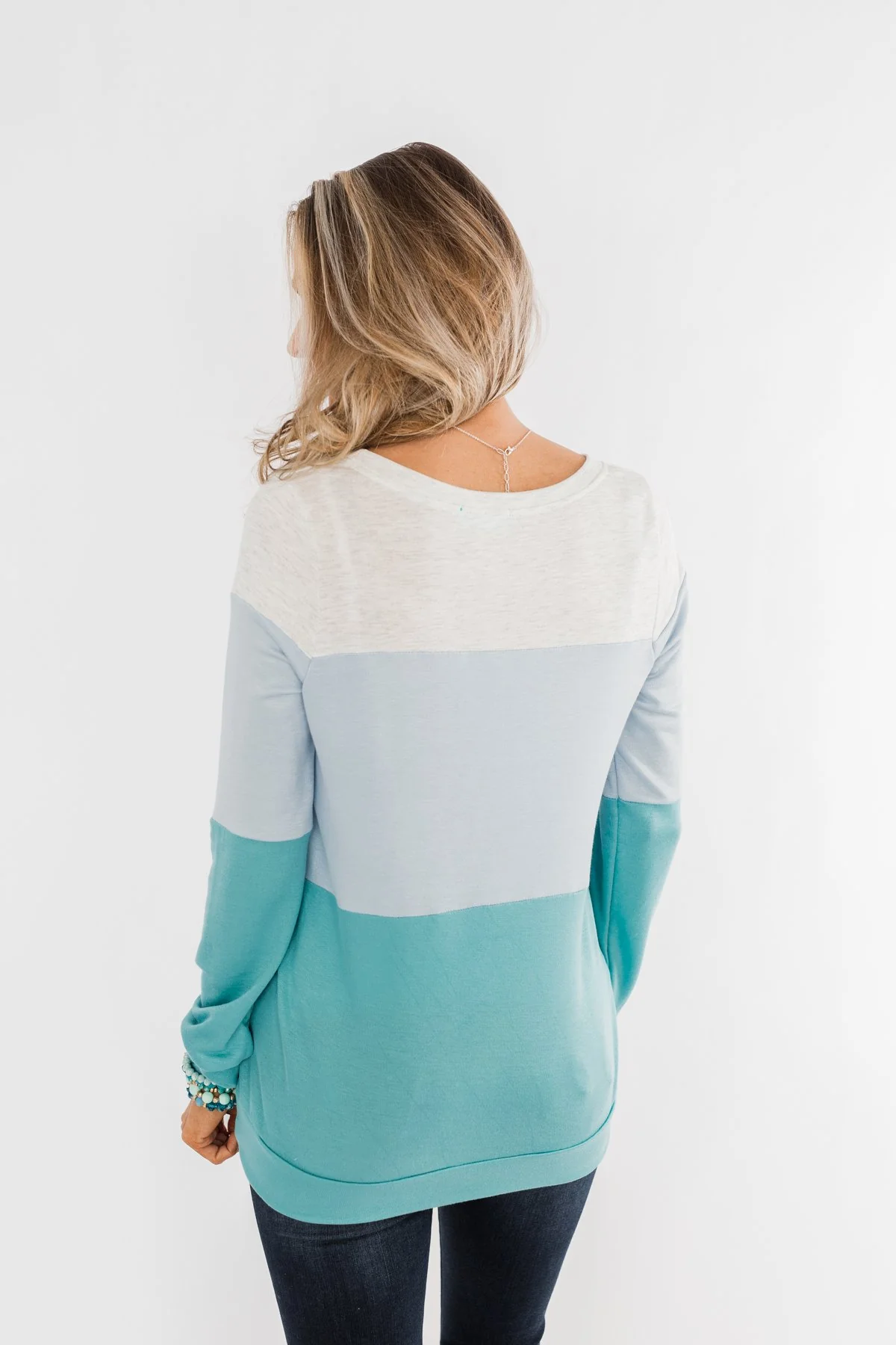 Day Dreamer Color Block Top- Blue Tones - Image 10