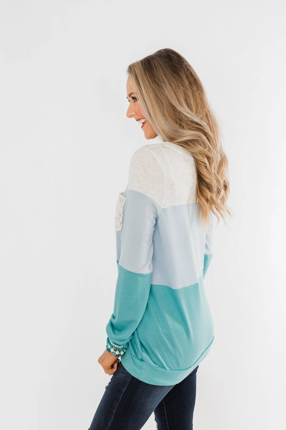 Day Dreamer Color Block Top- Blue Tones - Image 8