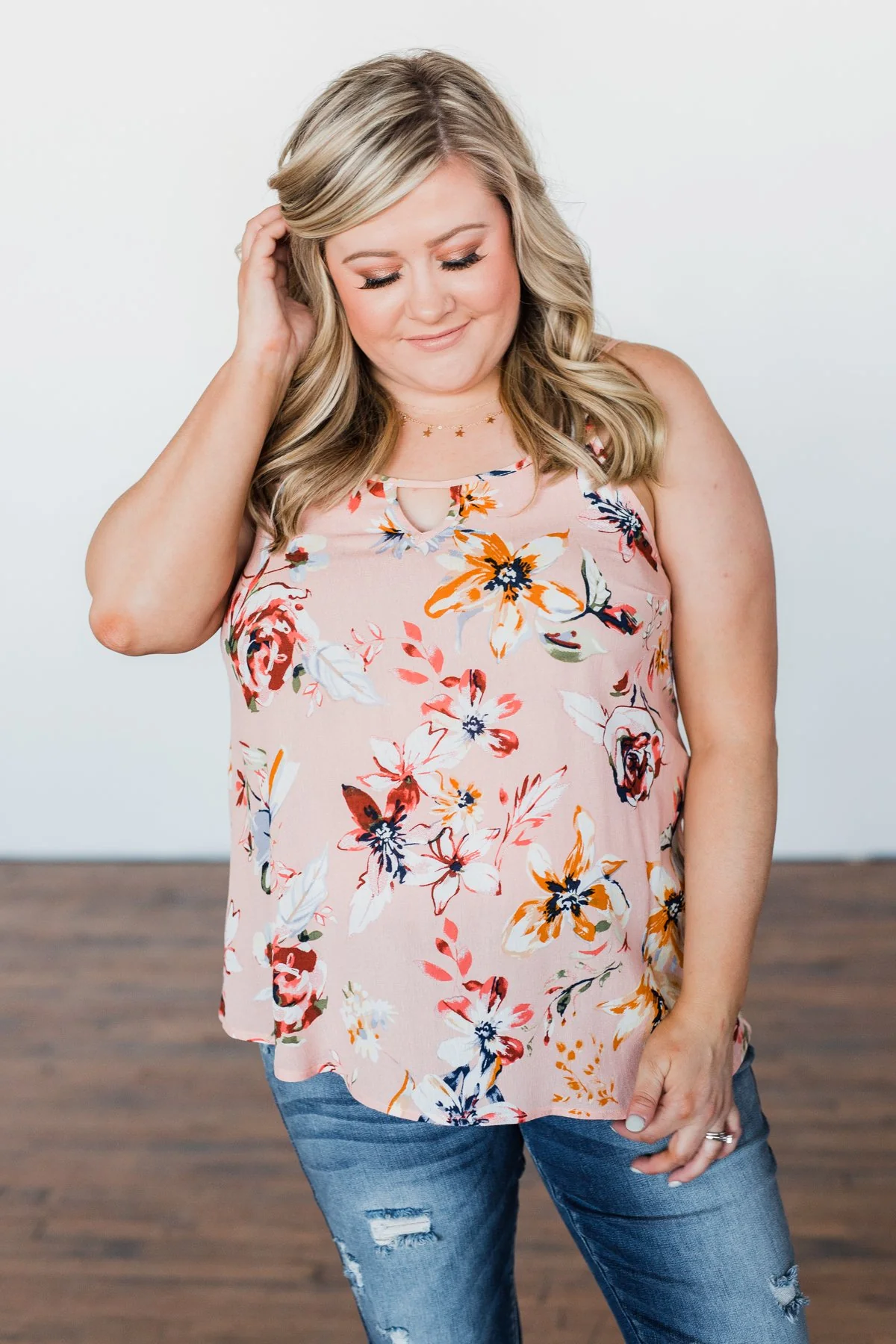 Day Dreams Floral Tank Top- Peach - Image 9