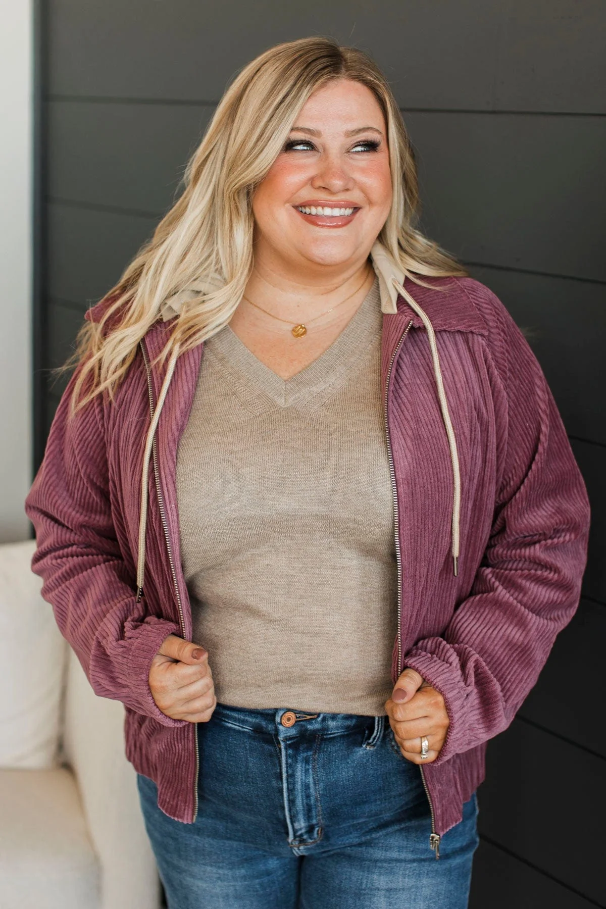 Day In The City Zip Up Jacket- Mulberry - Image 5