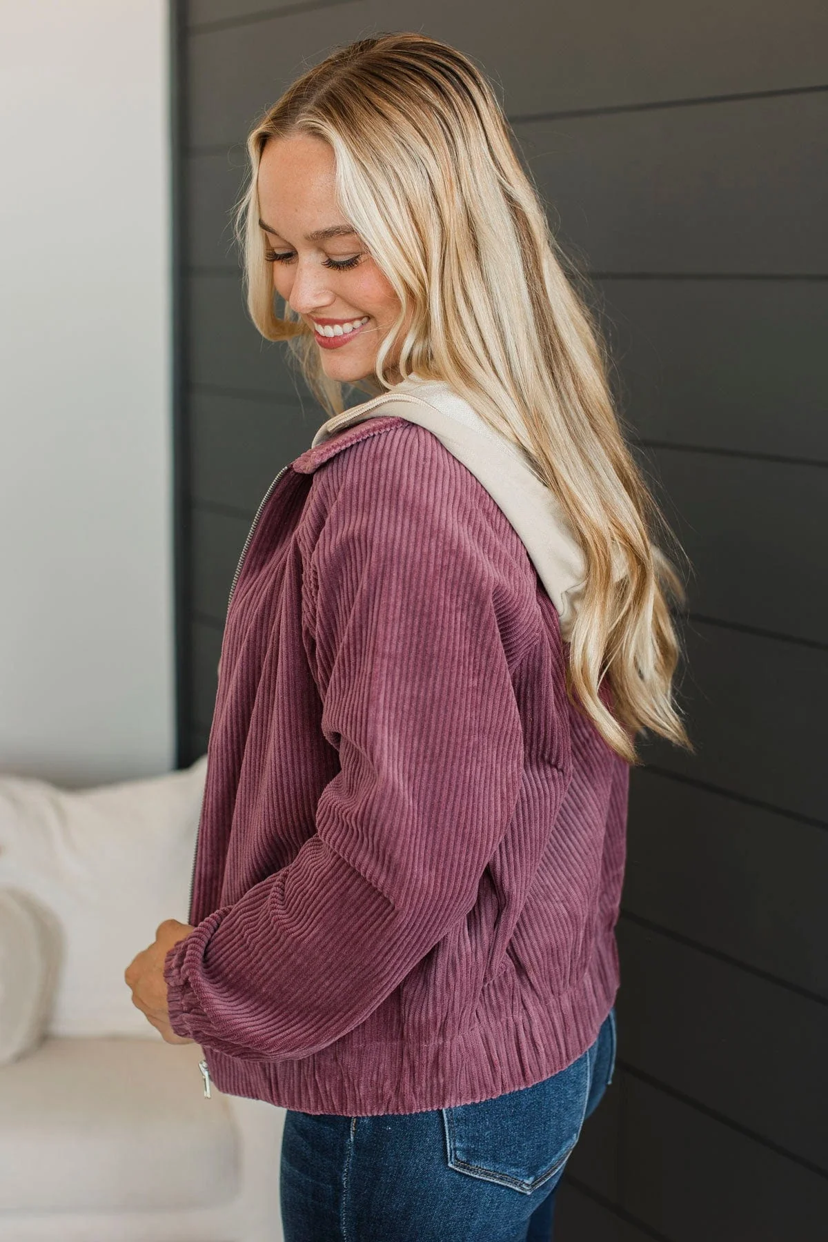 Day In The City Zip Up Jacket- Mulberry - Image 6