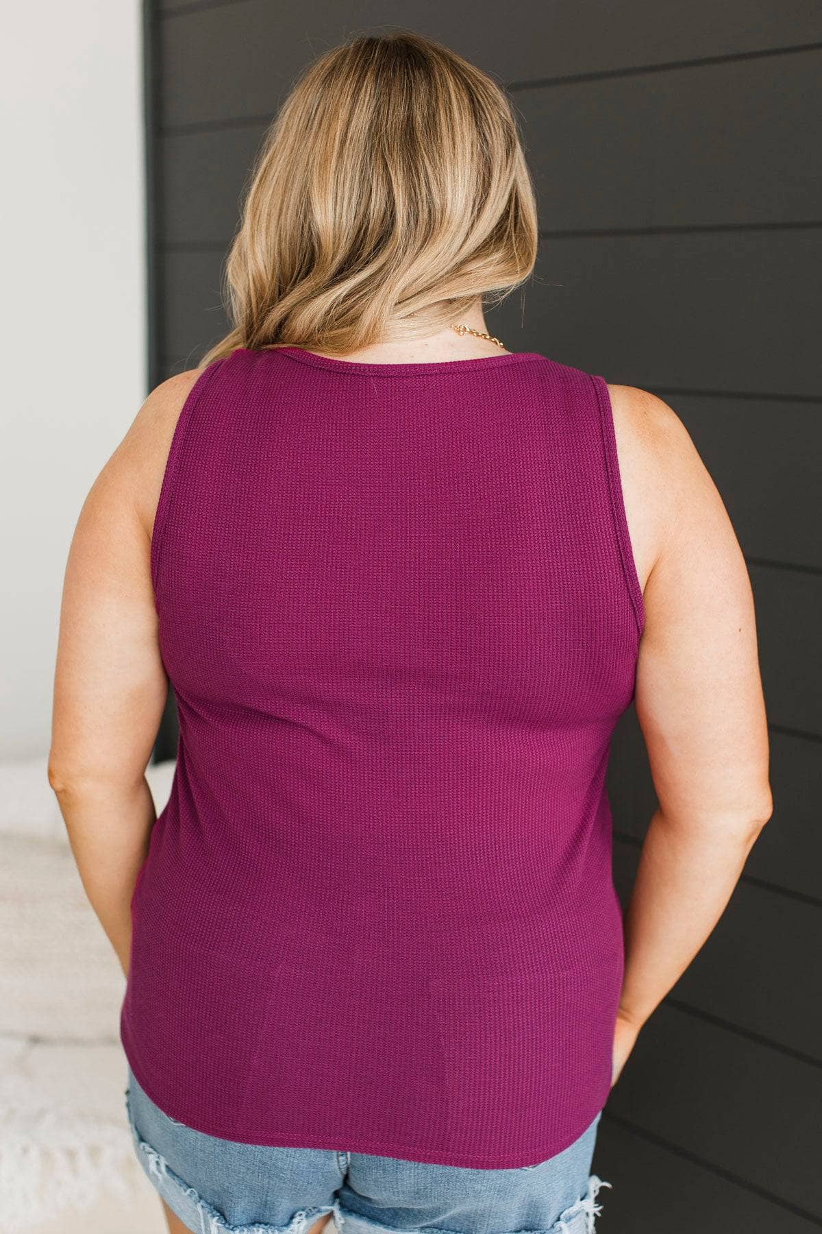 Day In The Life Notched Tank Top- Magenta - Image 8