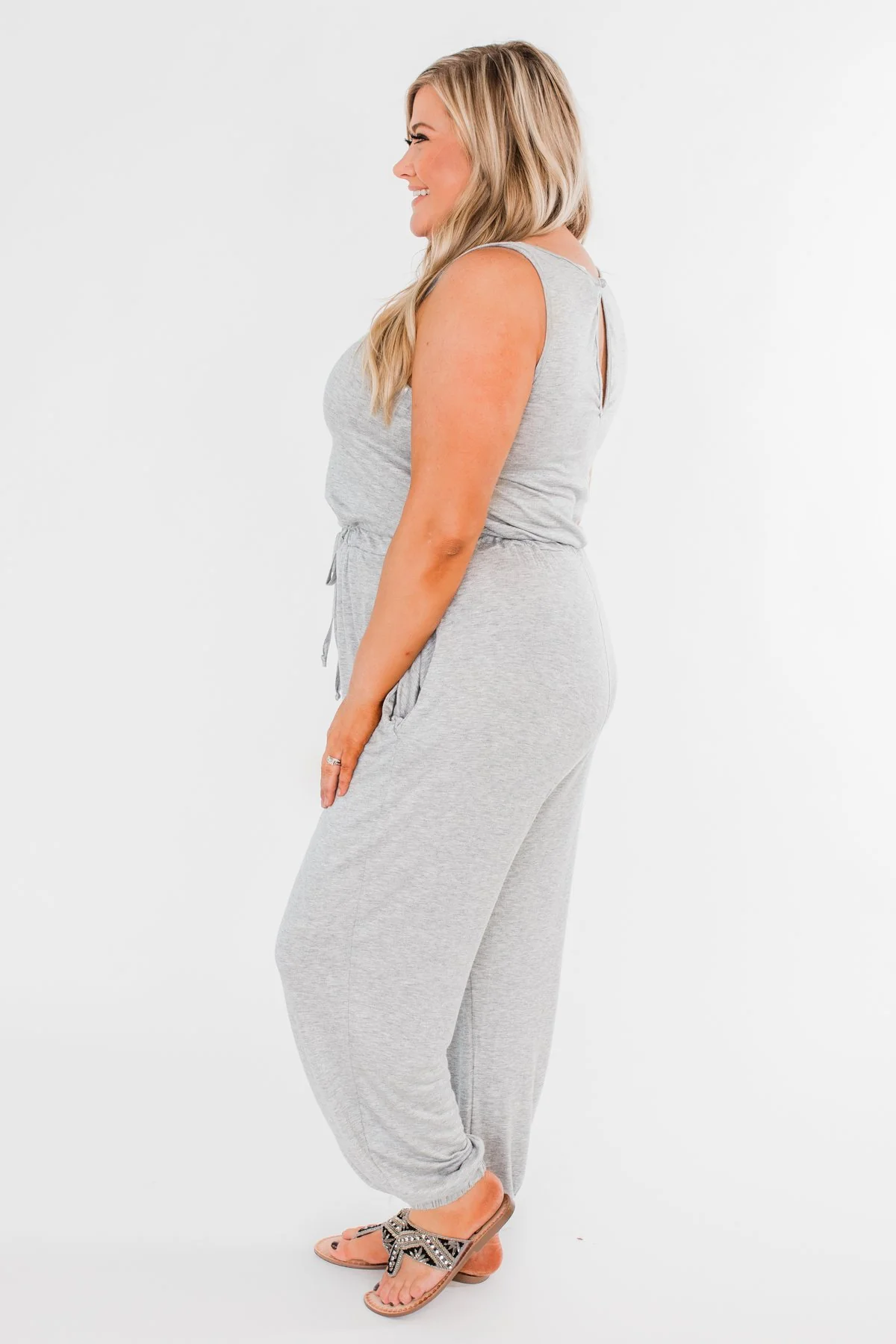 Day To Day Sleeveless Jumpsuit- Heather Grey - Image 10