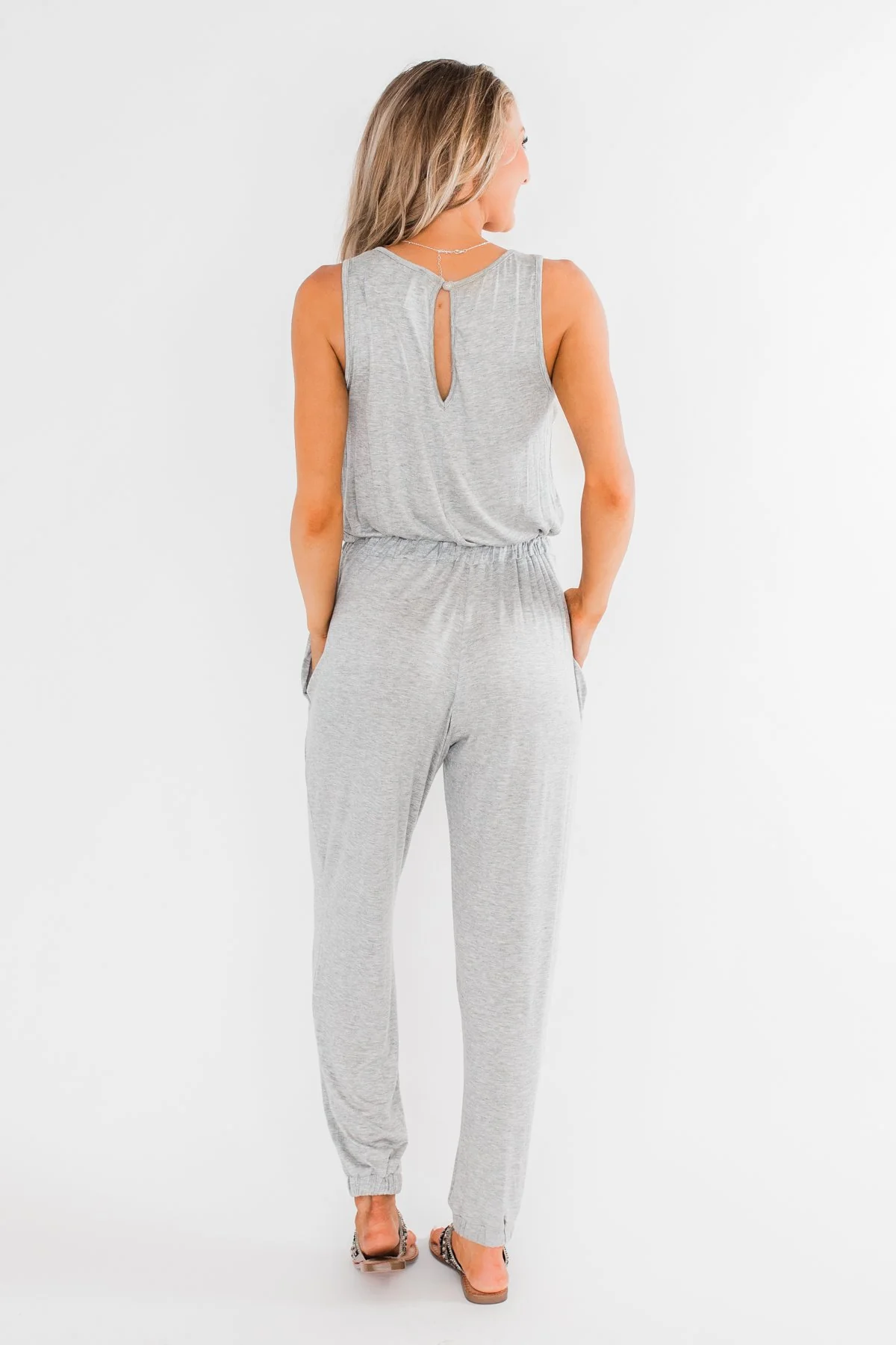 Day To Day Sleeveless Jumpsuit- Heather Grey - Image 11