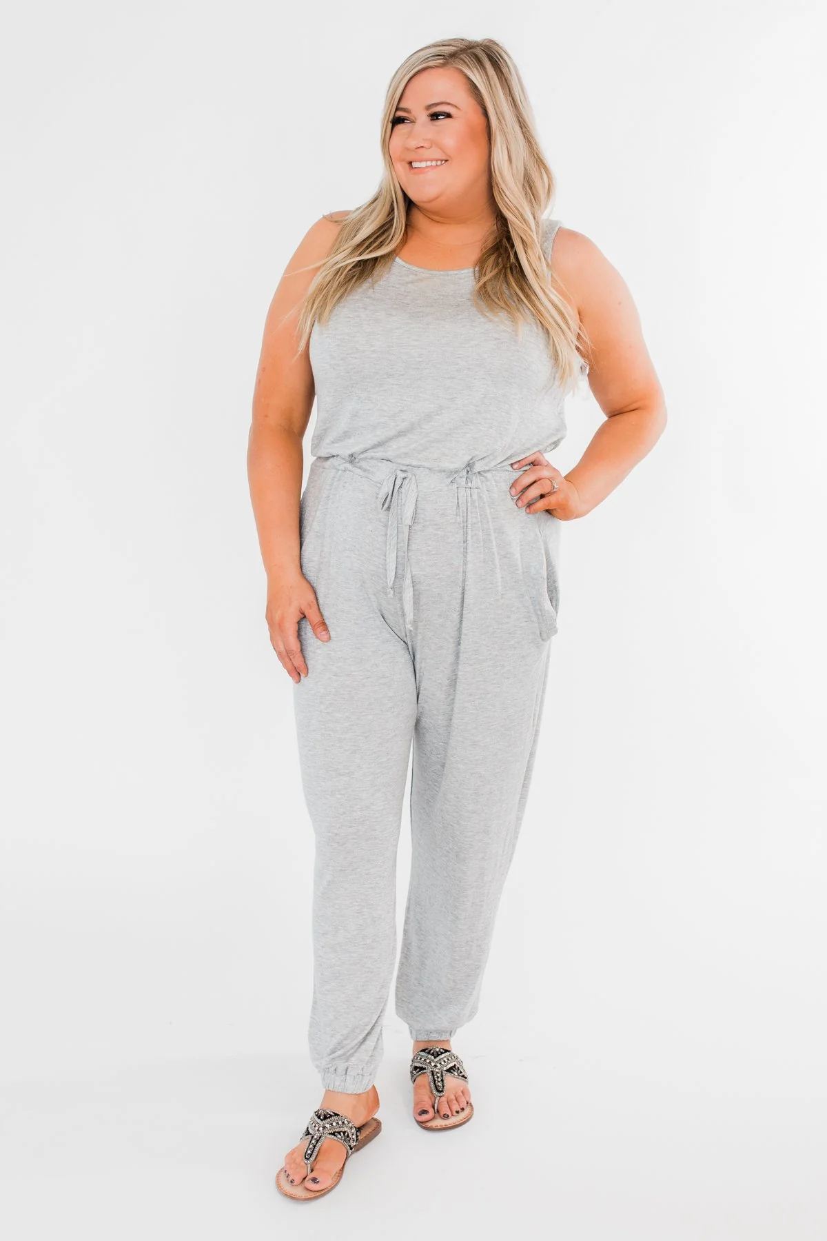 Day To Day Sleeveless Jumpsuit- Heather Grey - Image 6