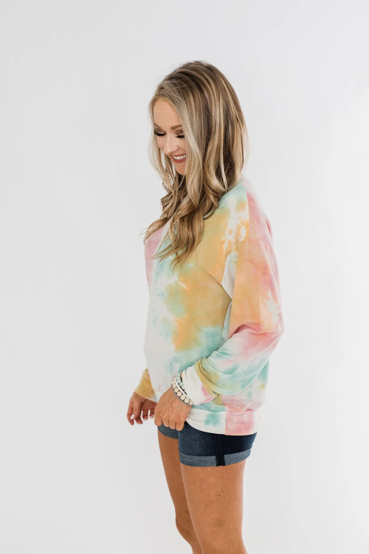 Daydream Long Sleeve Tie Dye Top- Pink, Mustard, Mint - Image 10