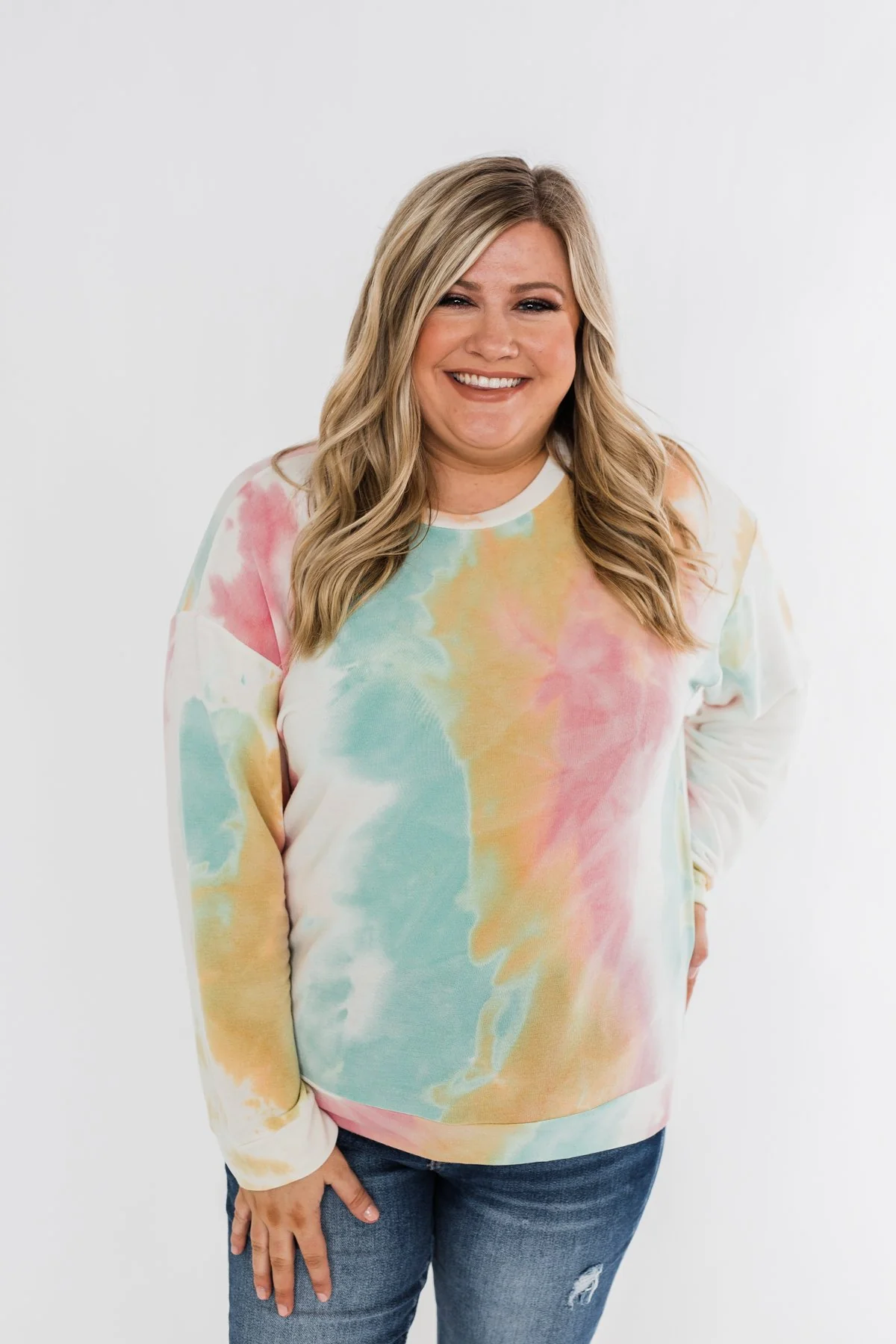 Daydream Long Sleeve Tie Dye Top- Pink, Mustard, Mint - Image 8