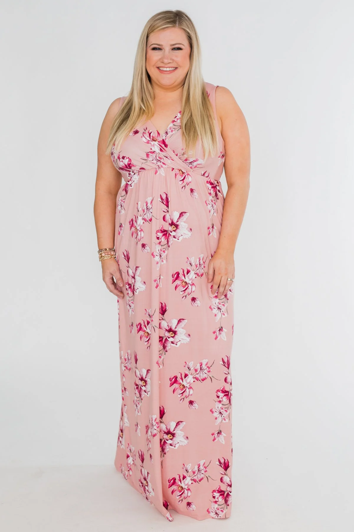 Daydreaming in Floral V-Neck Maxi Dress- Soft Pink - Image 10