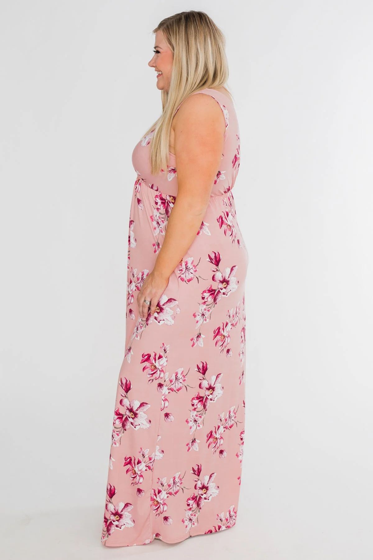 Daydreaming in Floral V-Neck Maxi Dress- Soft Pink - Image 12
