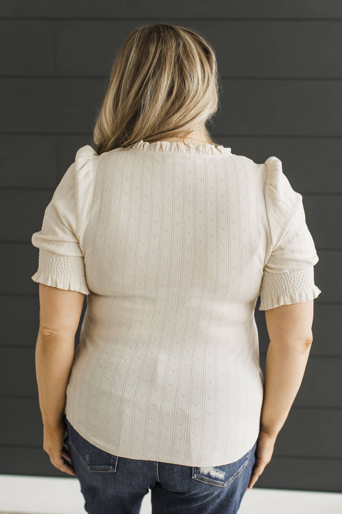 Days Fade Softly Ruffle Knit Top- Cream - Image 7