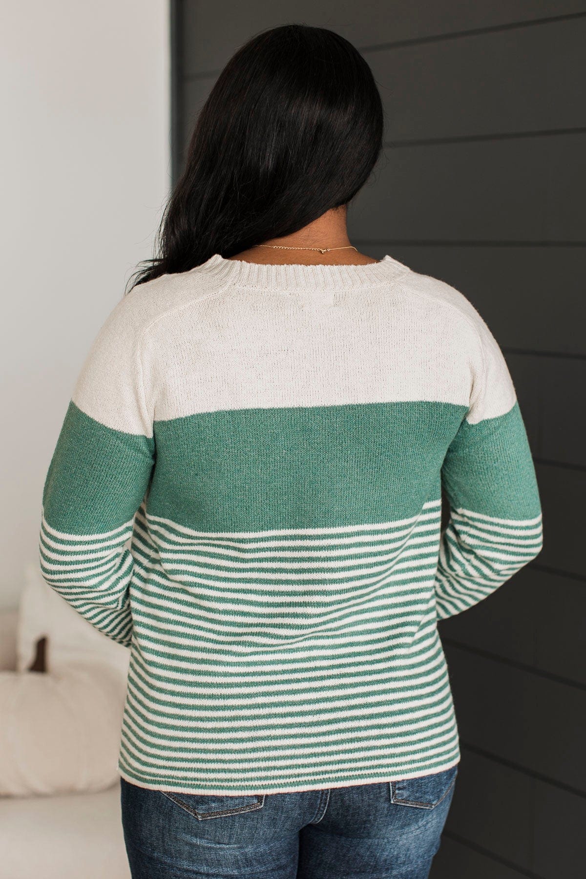 Days Gone By Color Block Sweater- Light Jade - Image 7