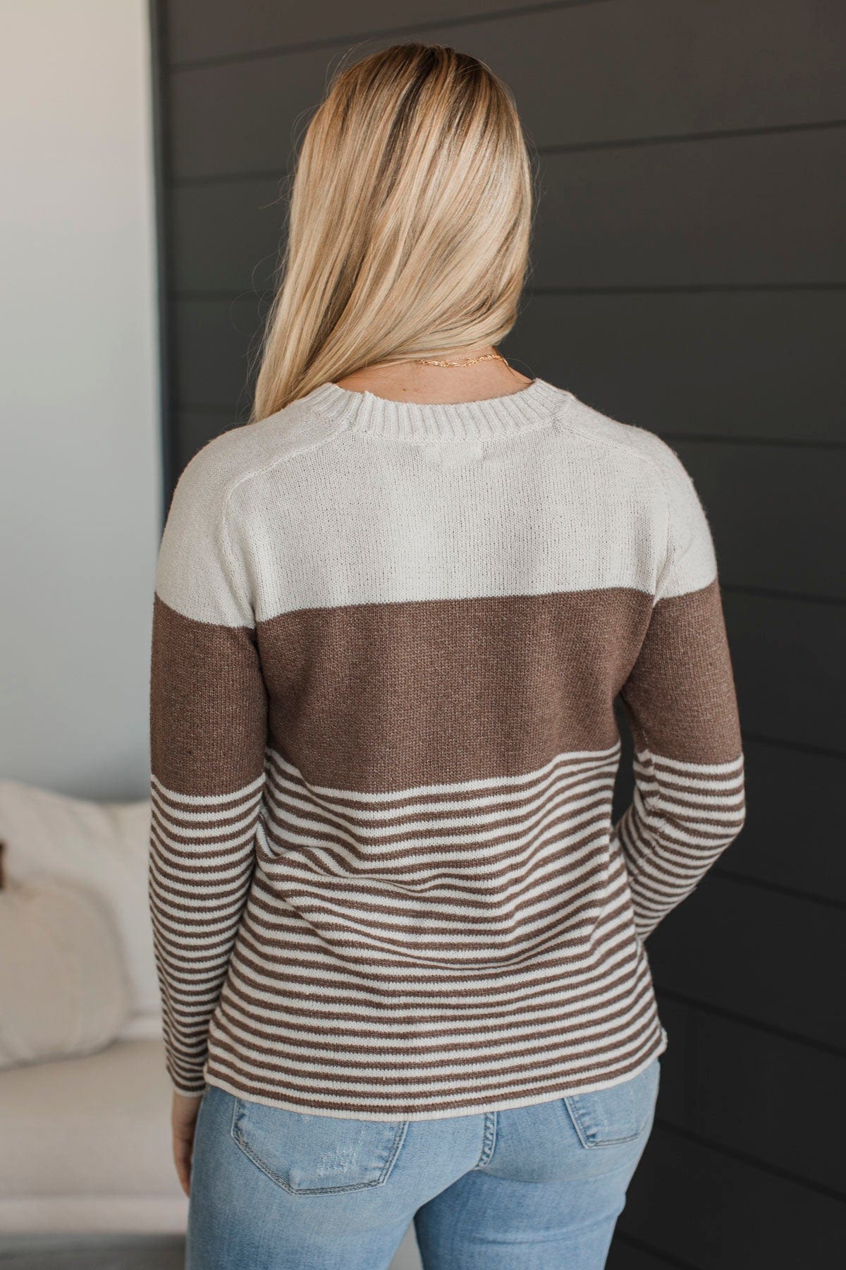 Days Gone By Color Block Sweater- Mocha - Image 8