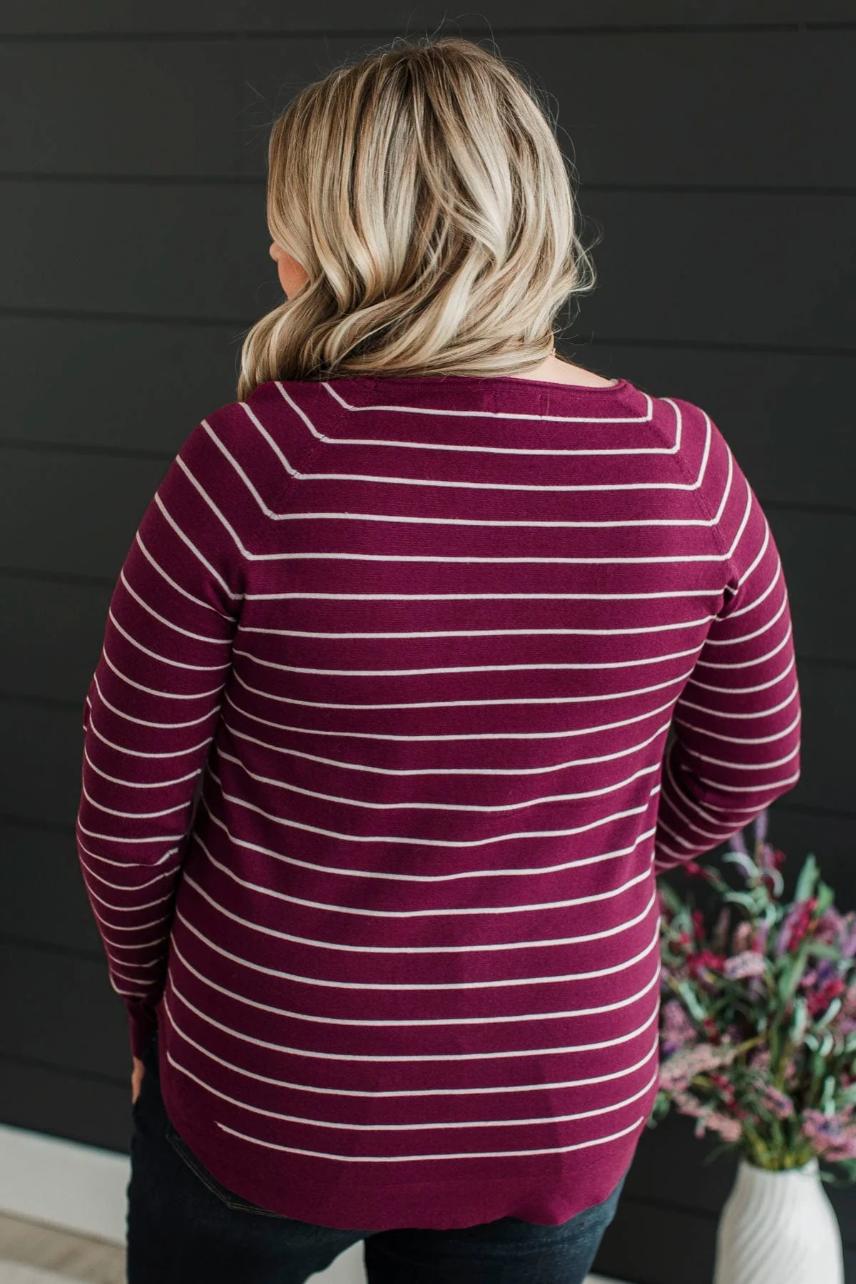 Days Like These Striped Knit Sweater- Plum & Ivory - Image 7