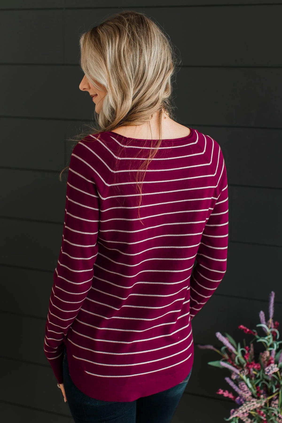Days Like These Striped Knit Sweater- Plum & Ivory - Image 8