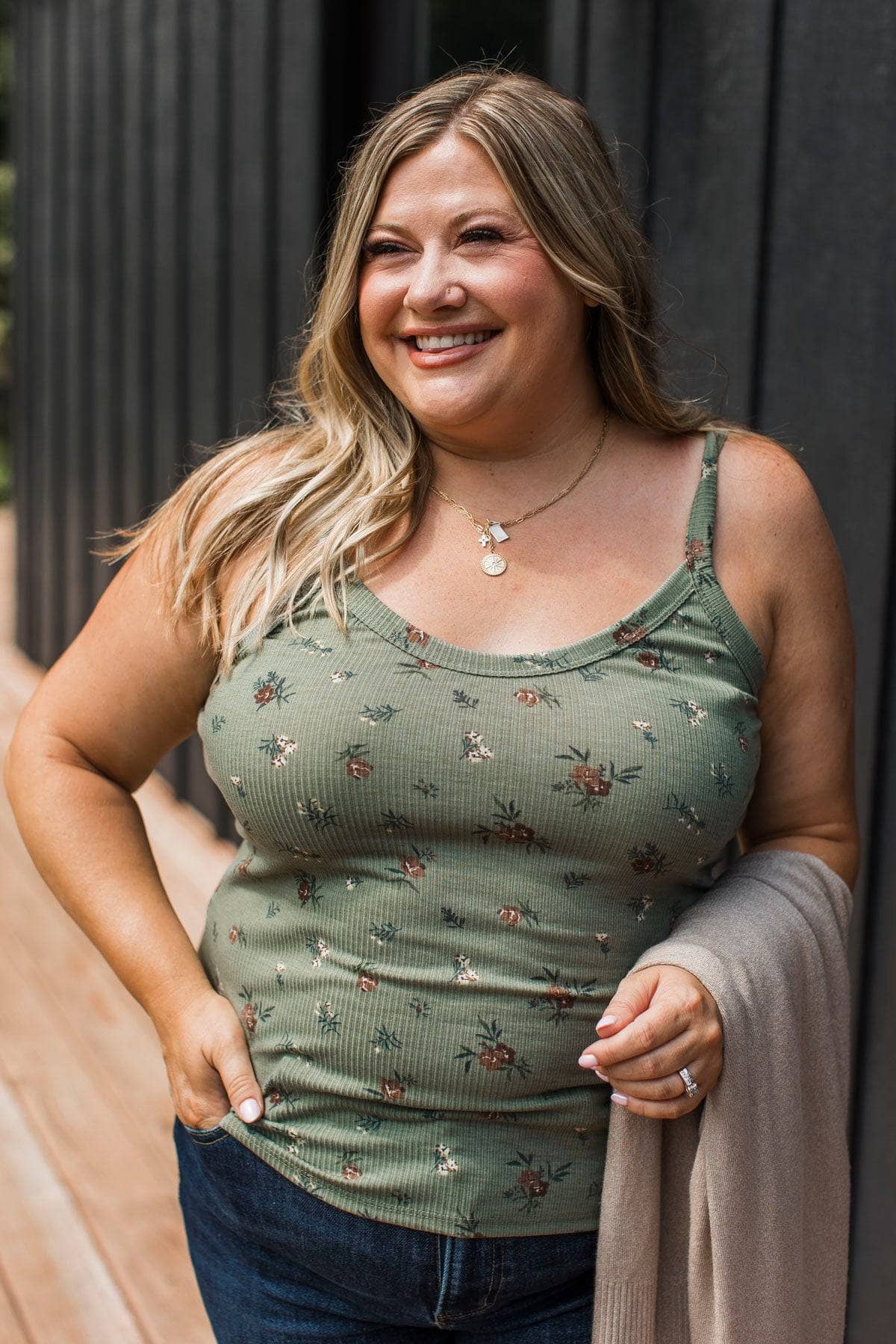 Days Like Today Floral Tank Top- Sage - Image 3