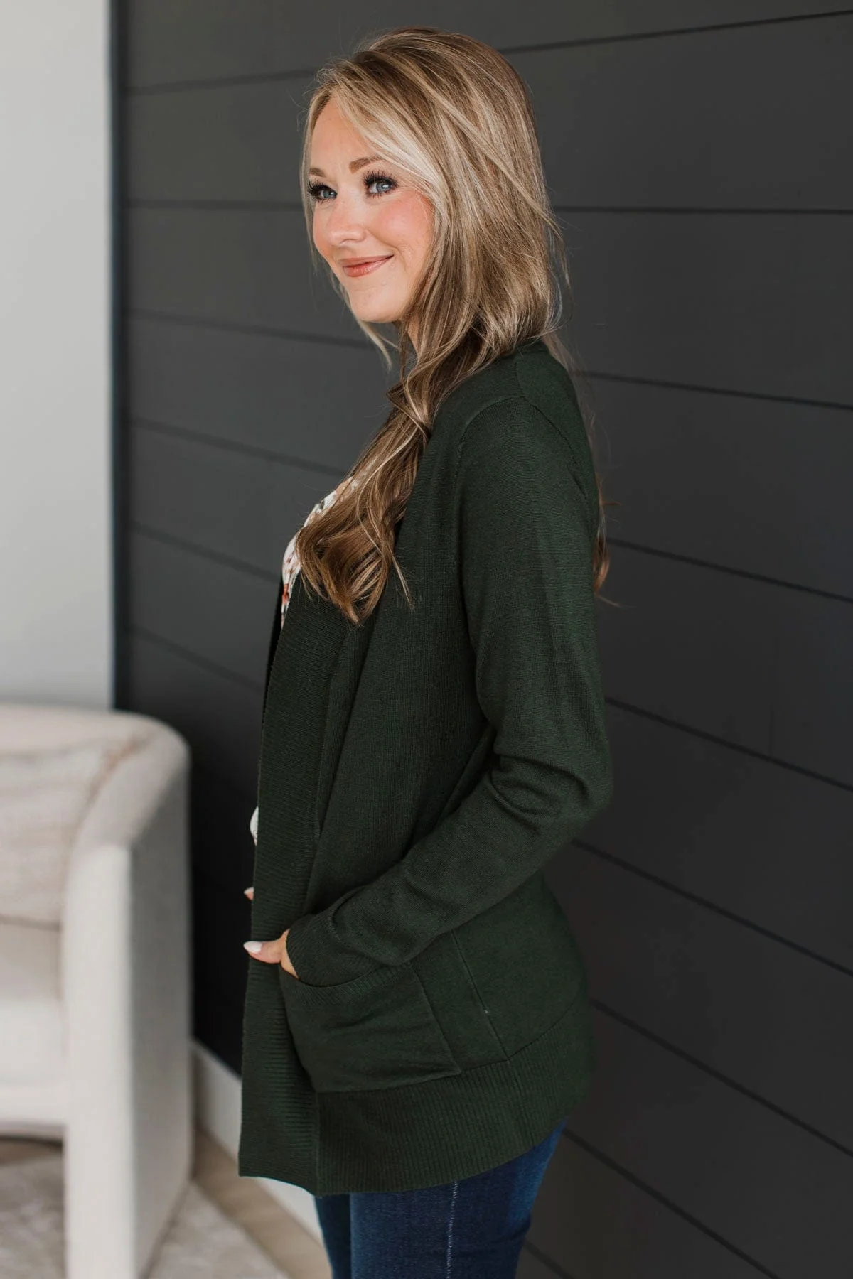 Days Long Gone Knit Cardigan- Dark Olive - Image 5