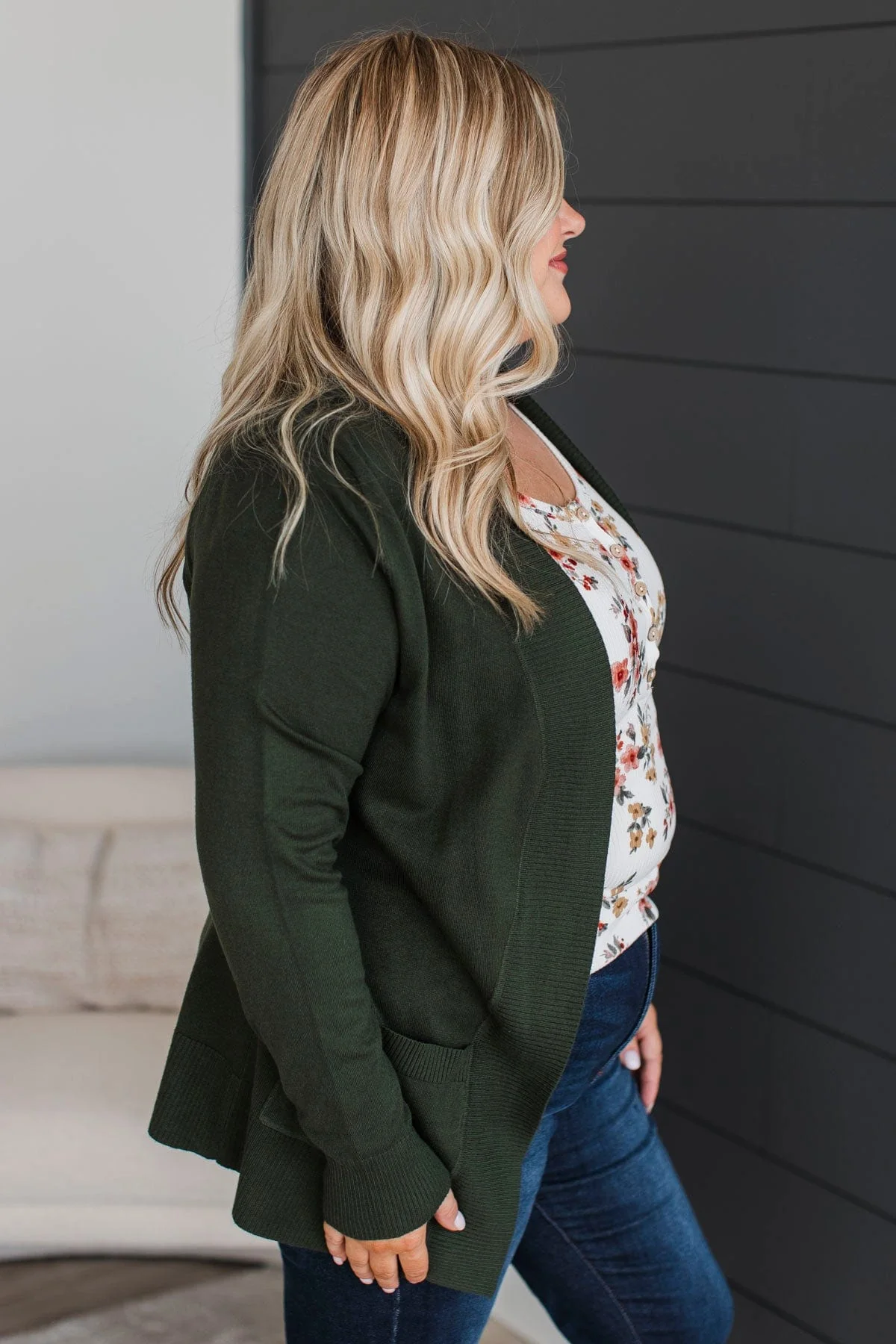 Days Long Gone Knit Cardigan- Dark Olive - Image 6