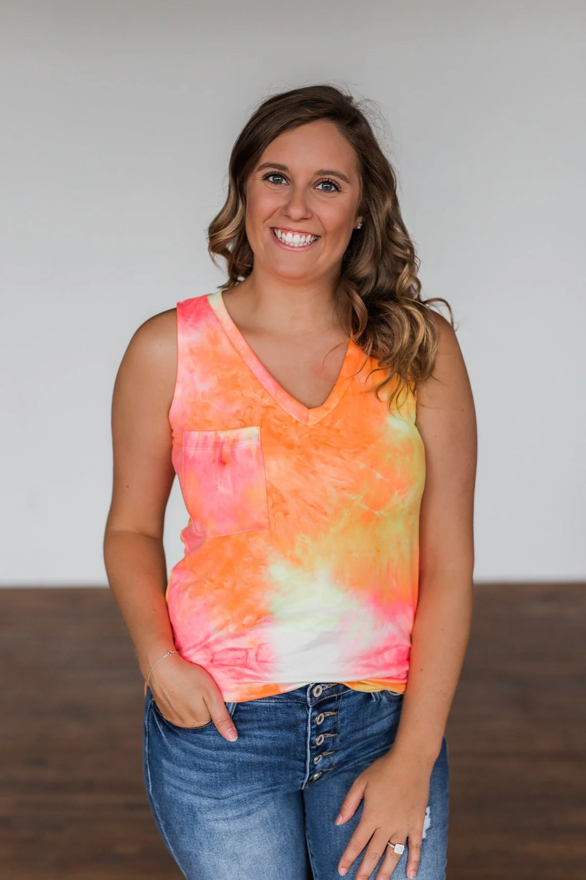 Days Of Sunshine Tie Dye Tank Top- Orange, Pink, Yellow - Image 16