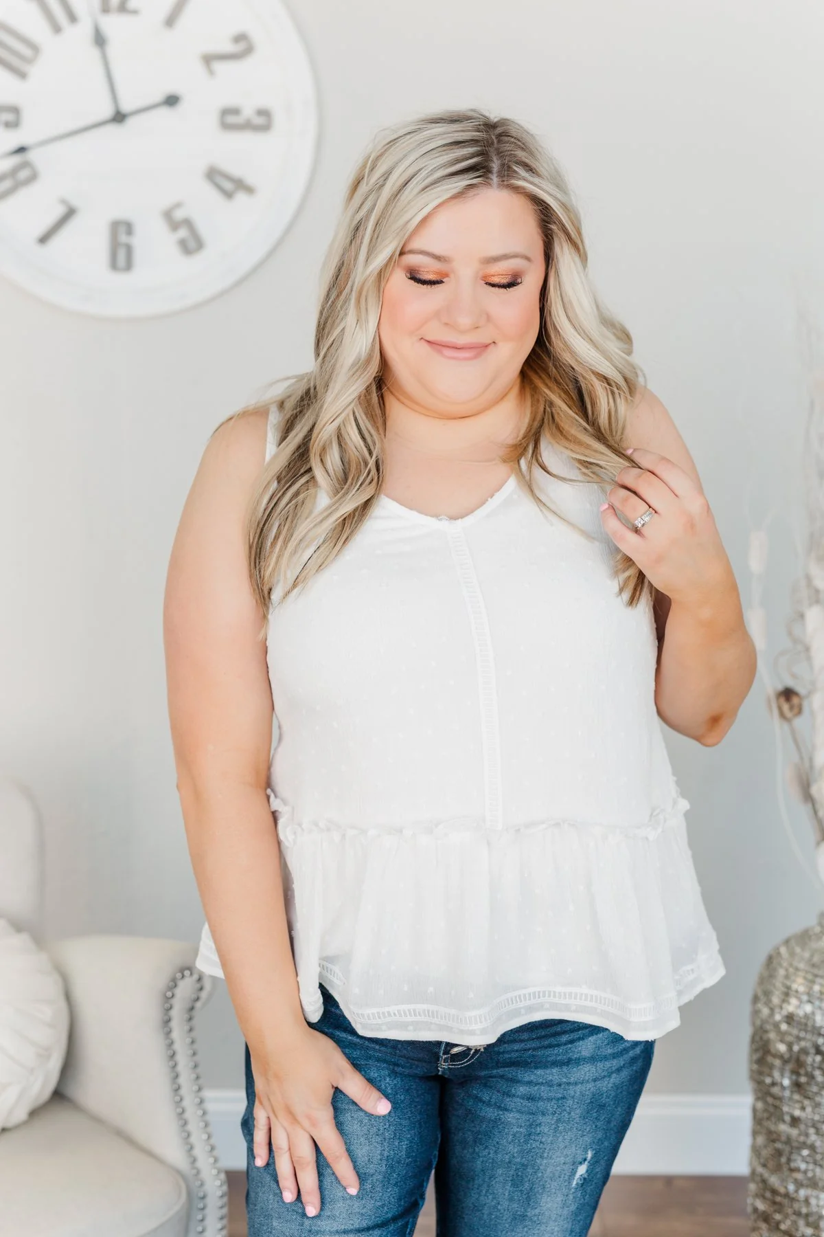 Days Spent Together Sleeveless Blouse- Ivory - Image 3