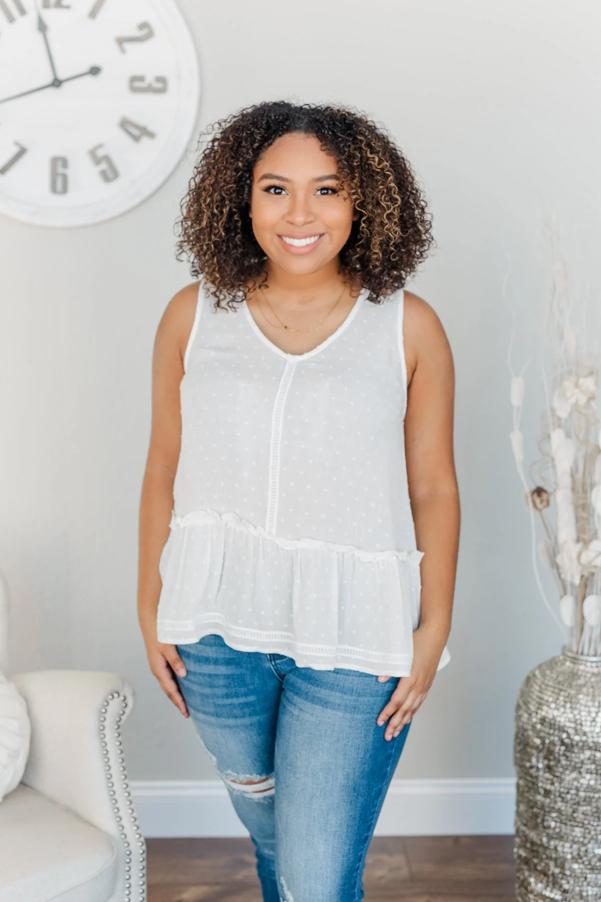 Days Spent Together Sleeveless Blouse- Ivory - Image 5