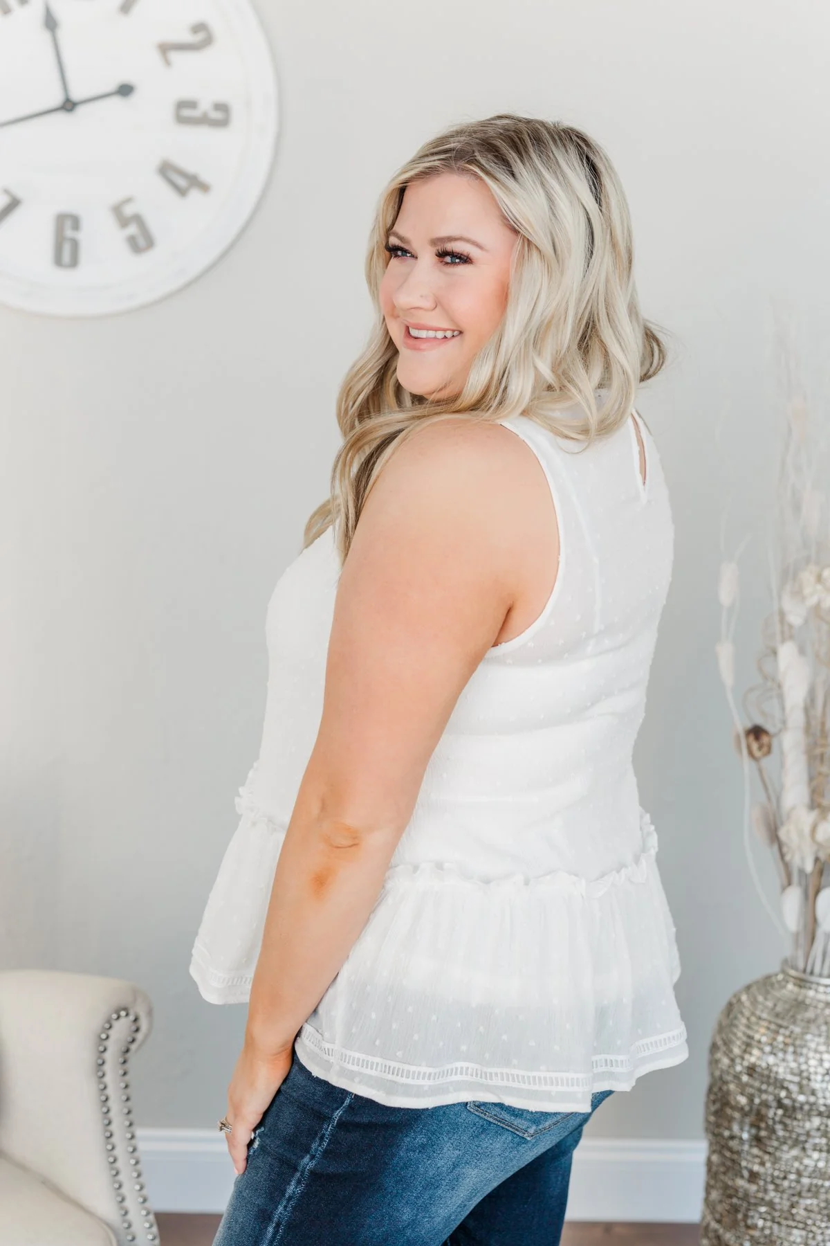 Days Spent Together Sleeveless Blouse- Ivory - Image 8