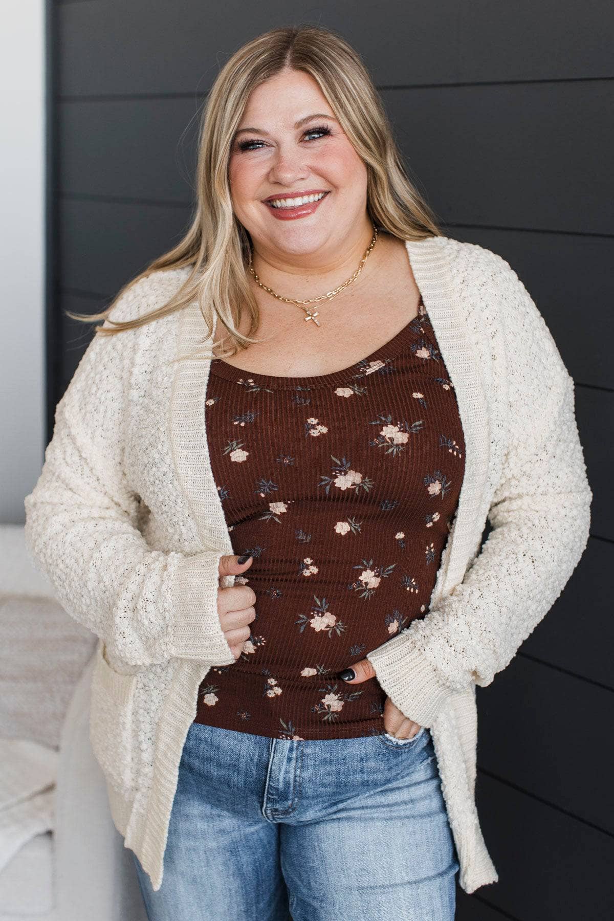 Days Well Spent Popcorn Knit Cardigan- Ivory - Image 3