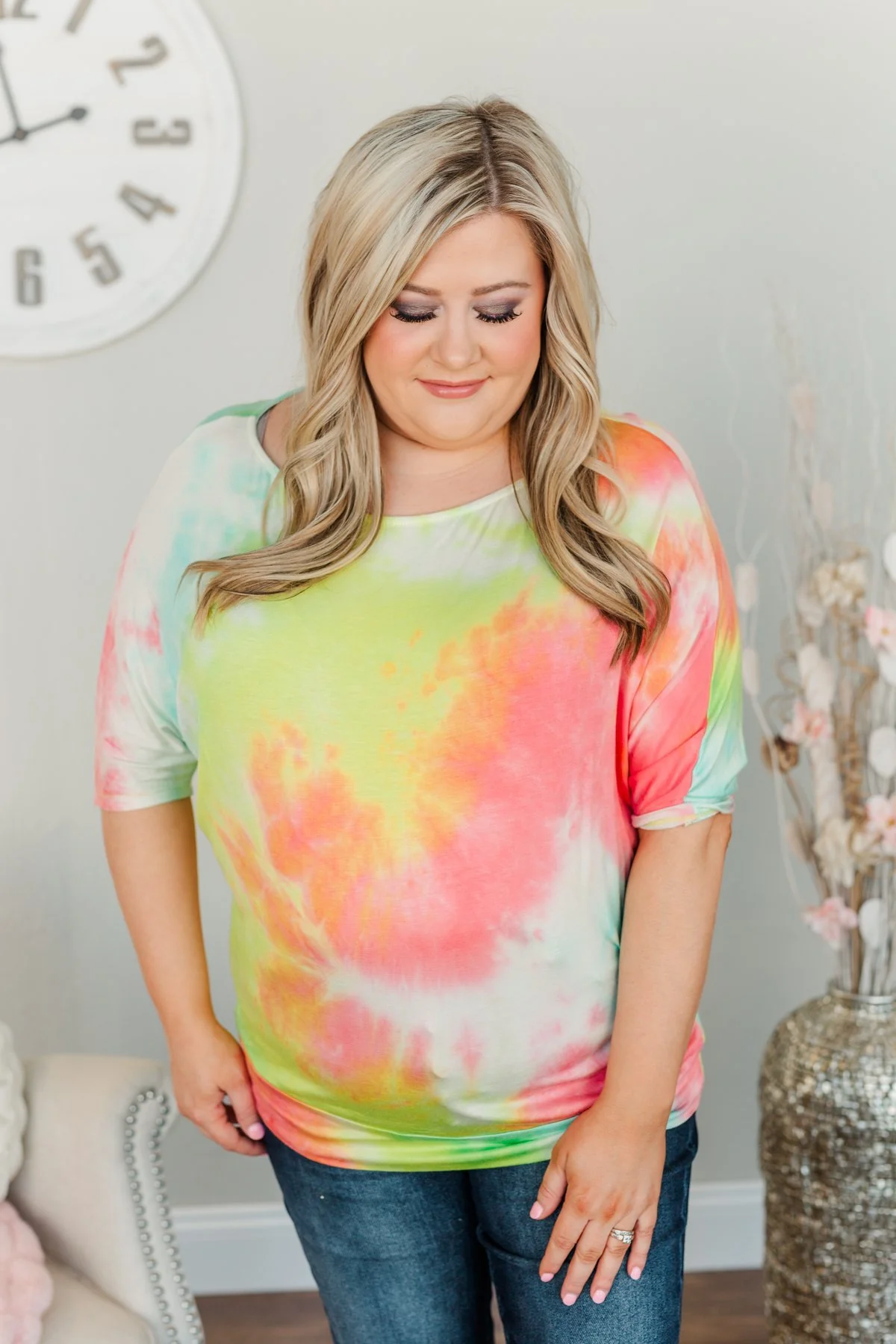 Days With You Tie-Dye Top- Red, Yellow & Aqua - Image 10