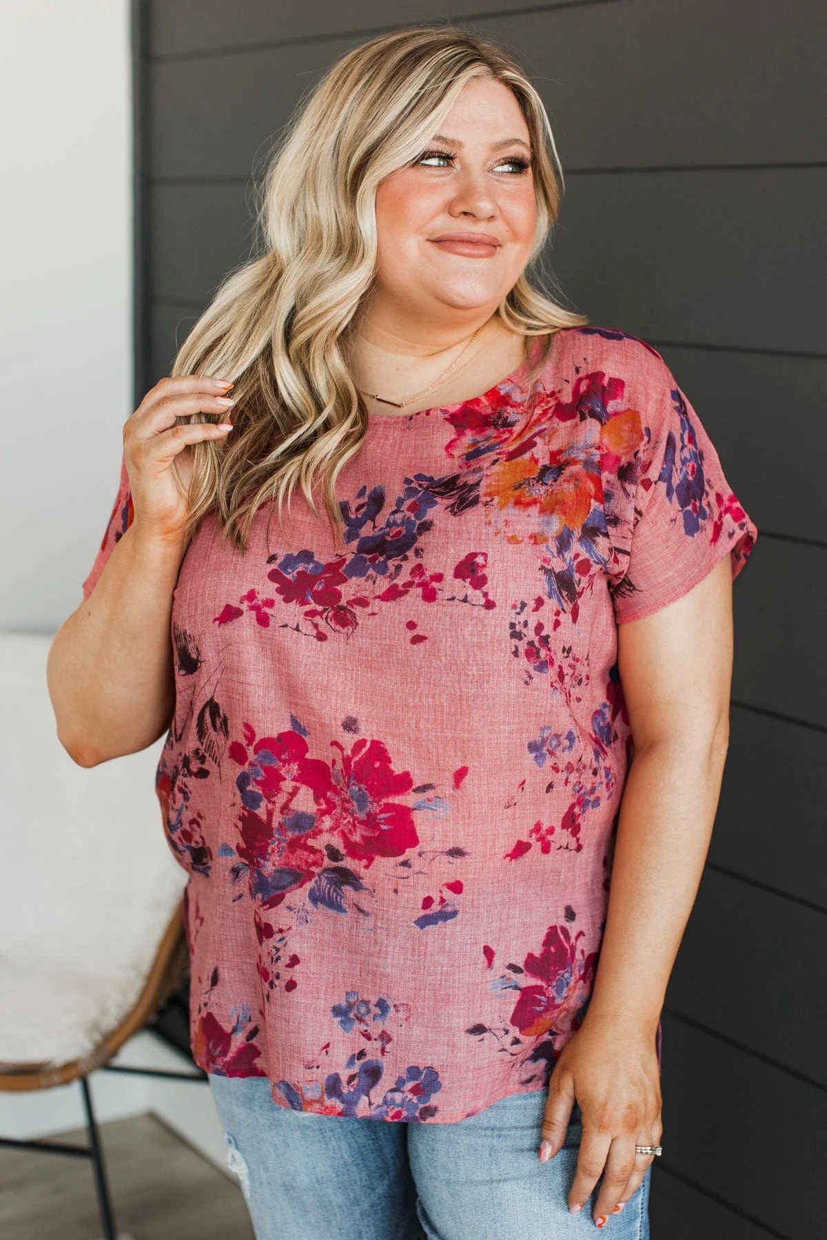 Dazzling Dreams Floral Top- Dusty Pink - Image 2