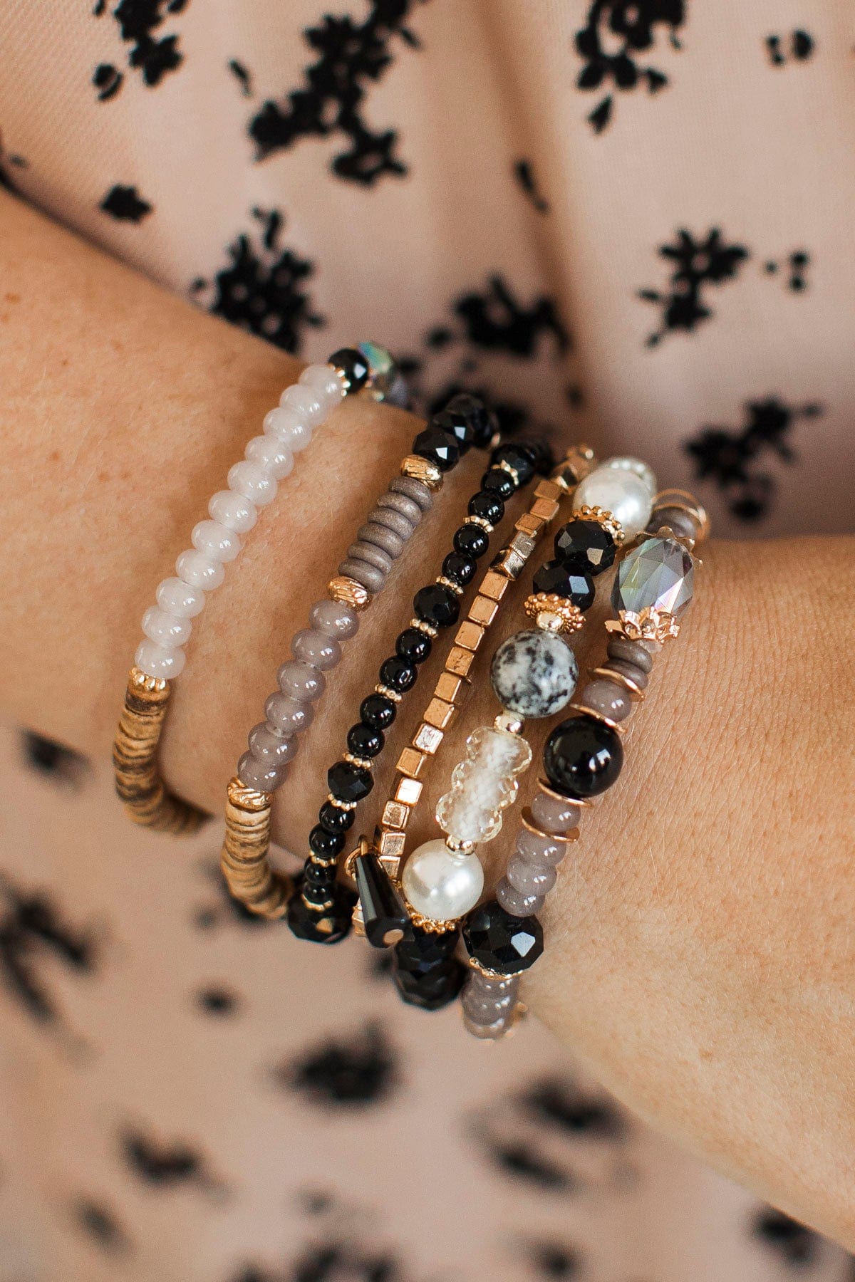Dazzling Smiles Stackable Bracelet Set- Black - Image 2