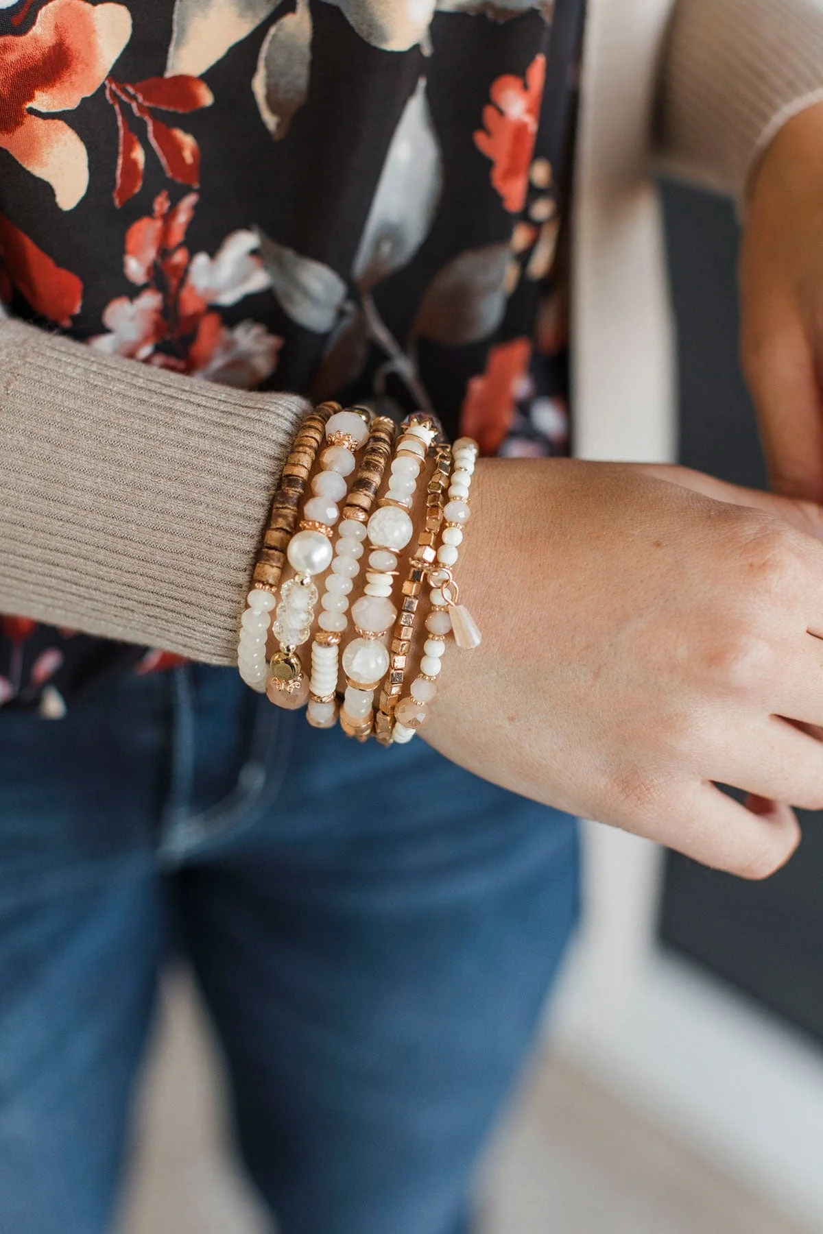 Dazzling Smiles Stackable Bracelet Set- Natural - Image 2