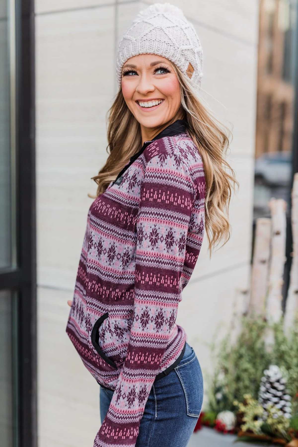 Holiday Spirit Pulse Pullover- Maroon - Image 13