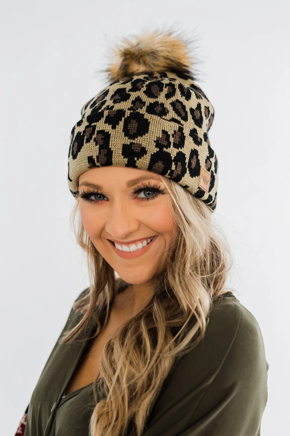 Leopard Pom Beanie- Neutral - Image 2