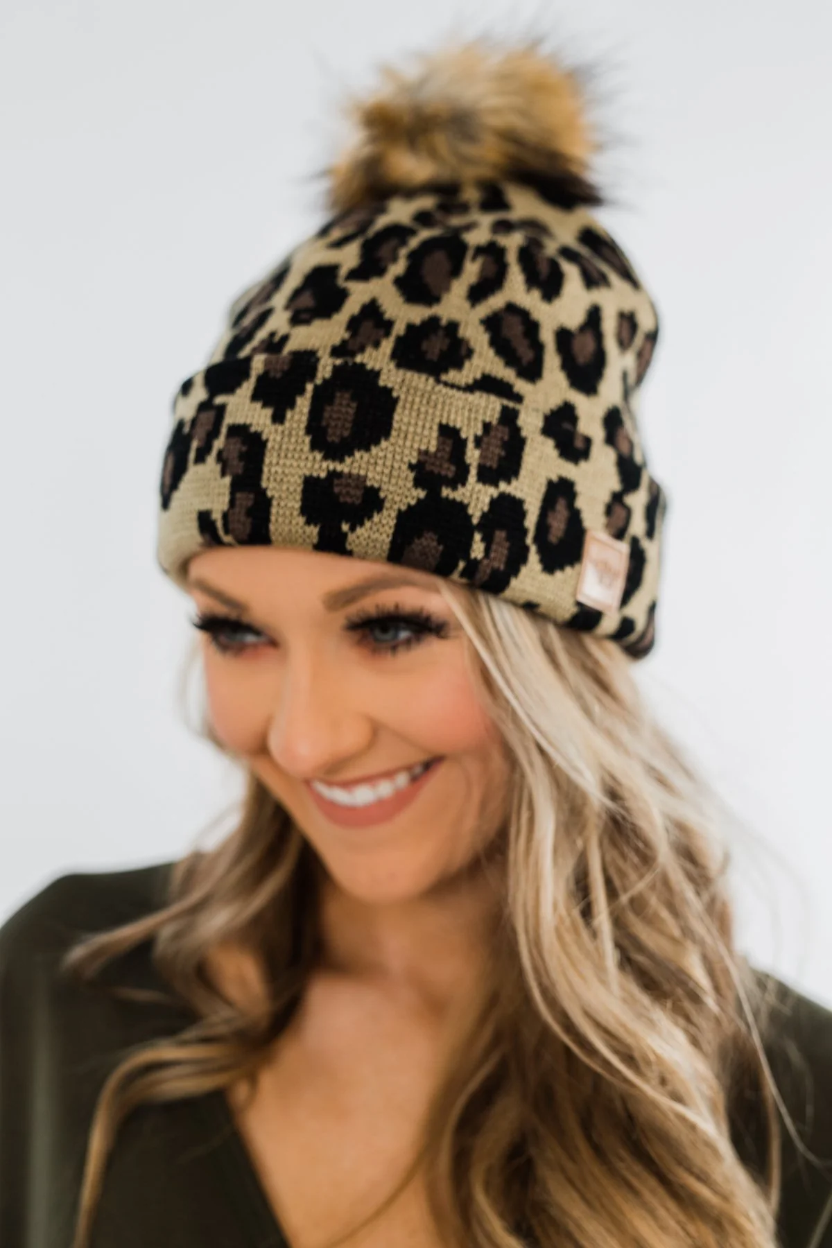 Leopard Pom Beanie- Neutral - Image 5