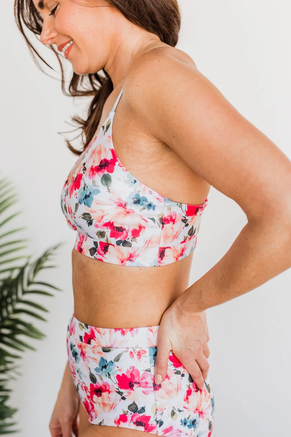 Dear Beach Triangle Bikini Top- Ivory, Pink and Blue - Image 8