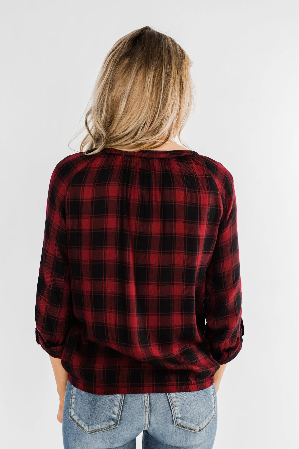 Dear Darling Plaid Top- Deep Burgundy - Image 6