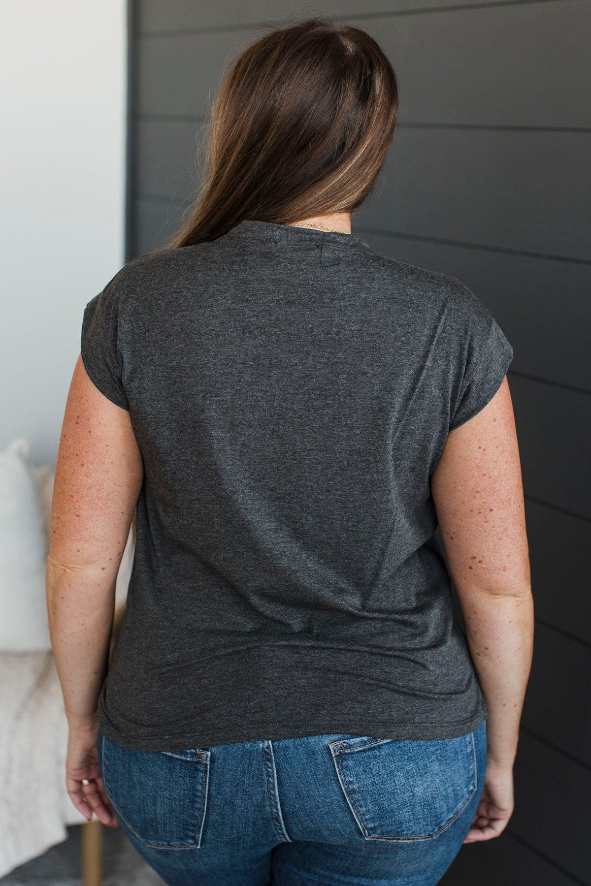 Dear Friends Short Sleeve Top- Charcoal - Image 6