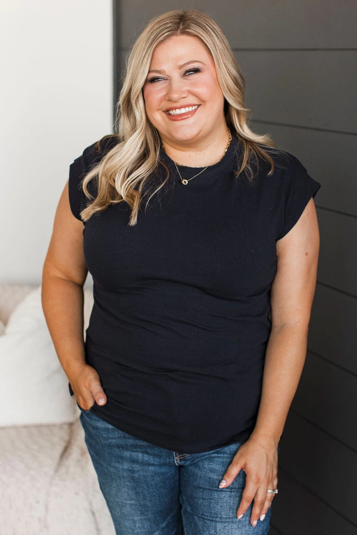 Dear Friends Short Sleeve Top- Navy - Image 4