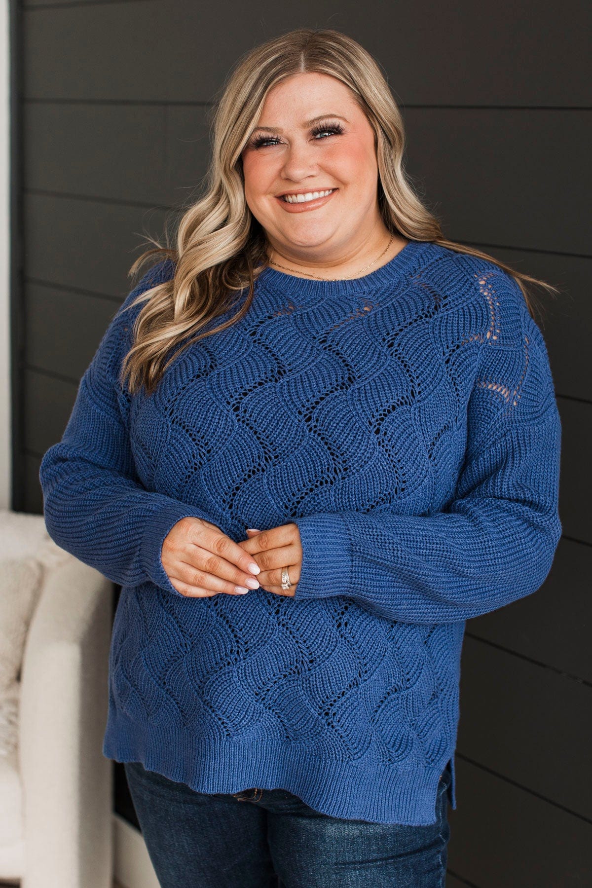 Dear To Me Knit Sweater- Royal Blue - Image 2
