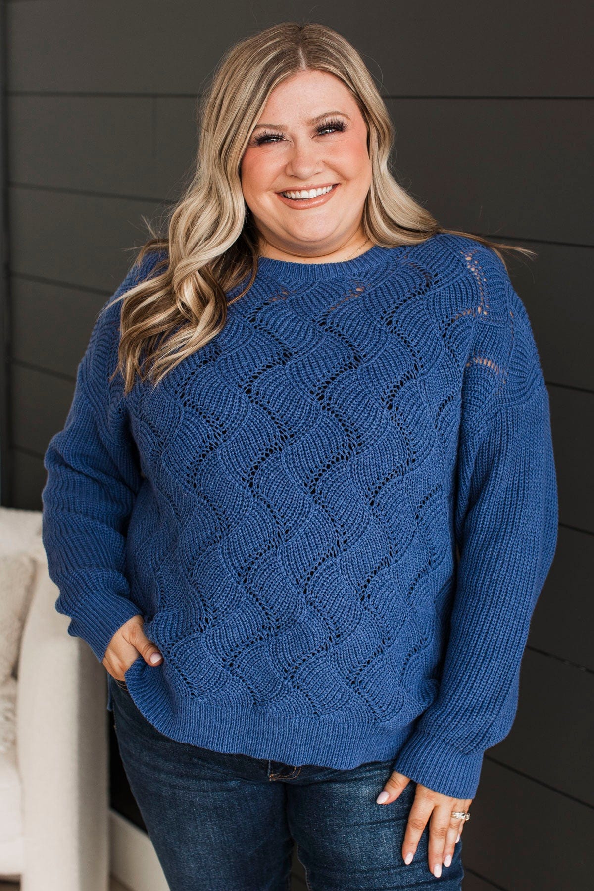 Dear To Me Knit Sweater- Royal Blue - Image 4