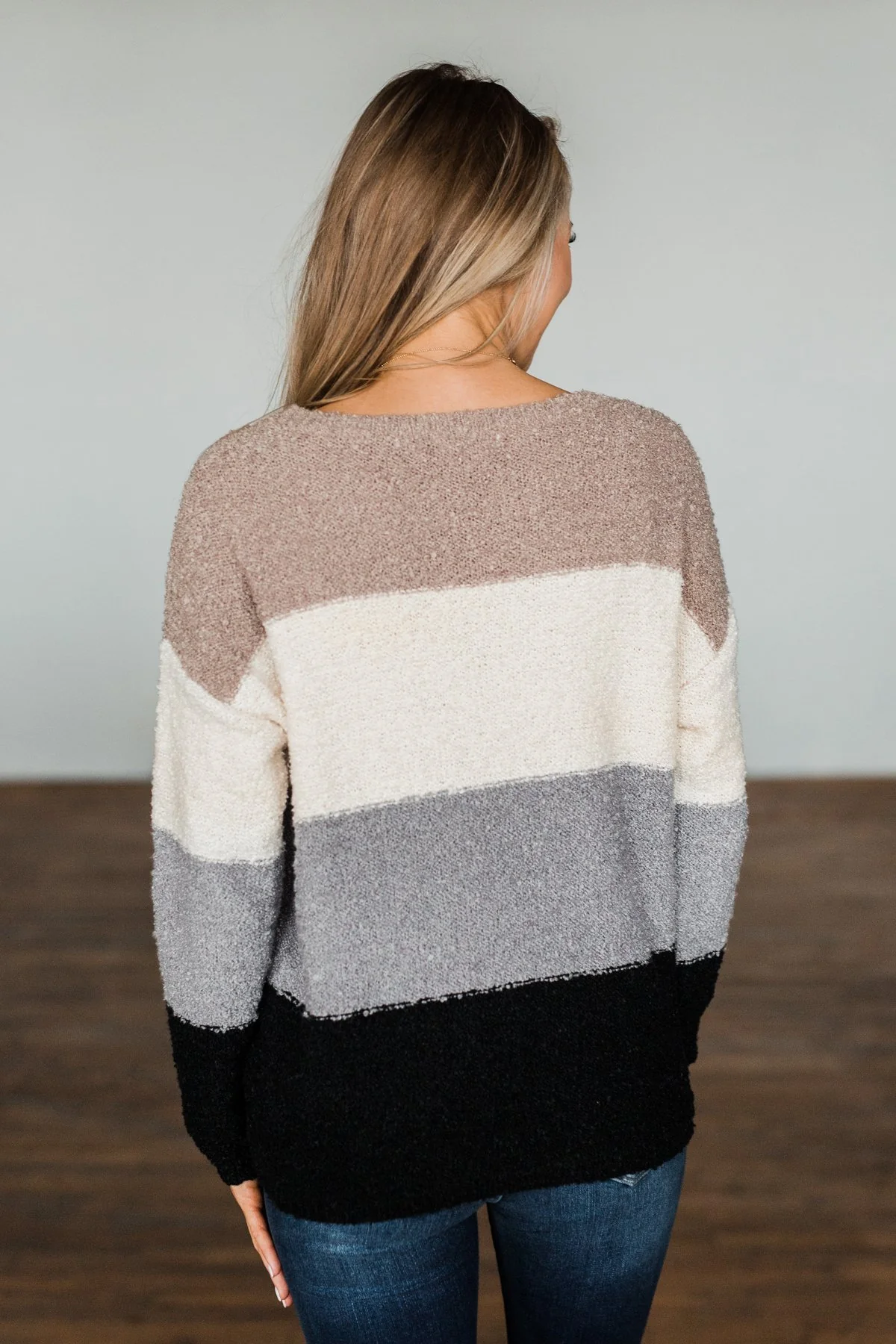 Dear To My Heart Color Block Sweater- Grey, Black, Taupe, Ivory - Image 9