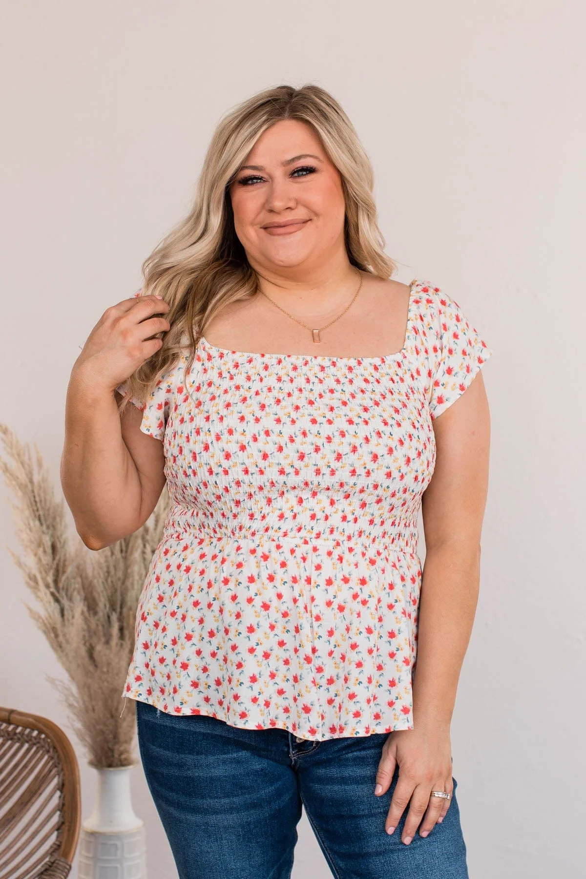Dearest Rose Off-The-Shoulder Blouse- Ivory - Image 2
